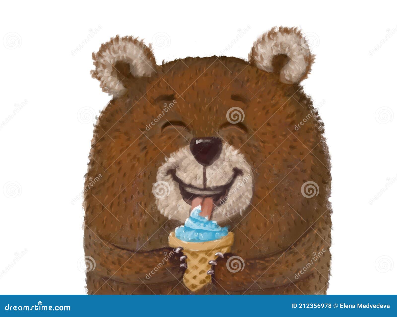 Illustration of Cute Cartoon Happy Brown Bear Eating Blue Ice Cream. Happy Bear Stock Illustration - Illustration of cute, happy: 212356978 Illustration of Cute Cartoon Happy Brown Bear Eating Blue Ice Cream. Happy Bear Stock Illustration - Illustration of cute, happy: 212356978