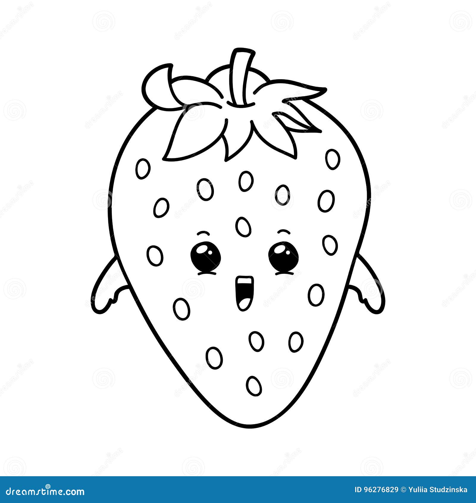 Cute Cartoon Outlines Strawberry Character Stock Illustration -  Illustration of painting, line: 96276829