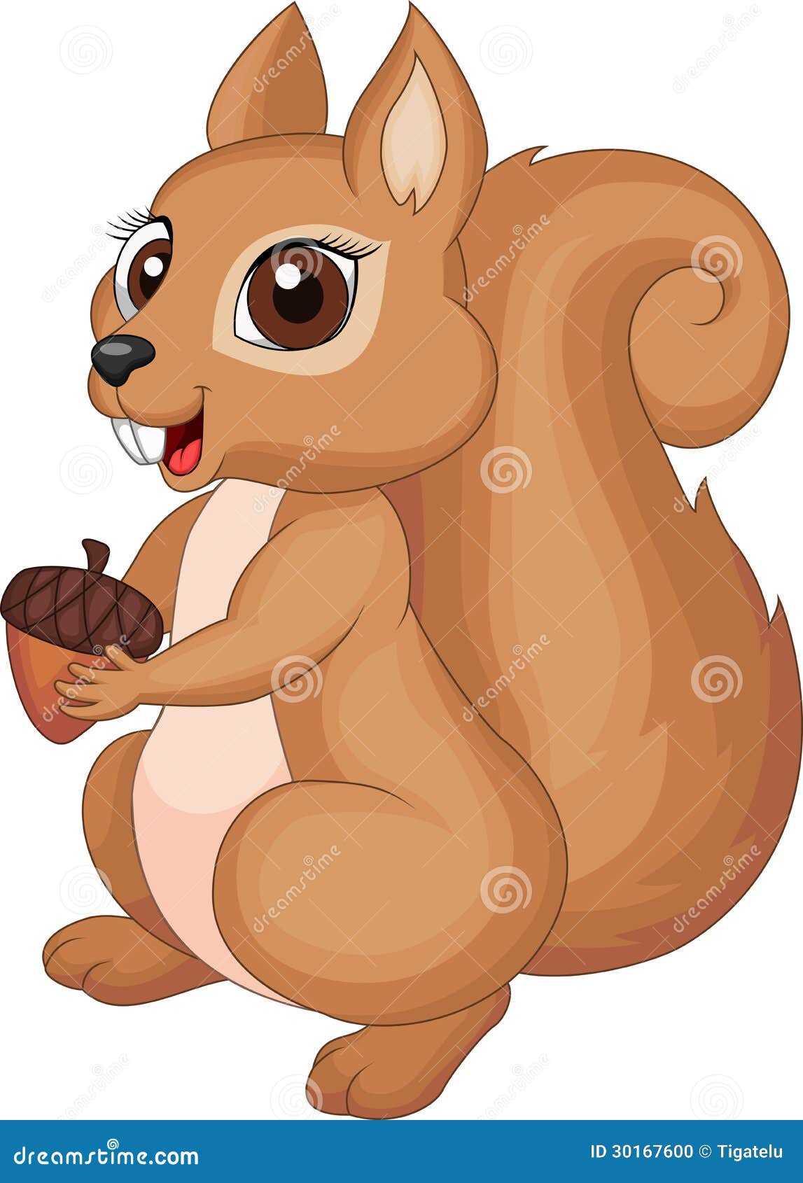 Cute Cartoon Squirrel Holding Acorn Stock Photo - Image: 30167600