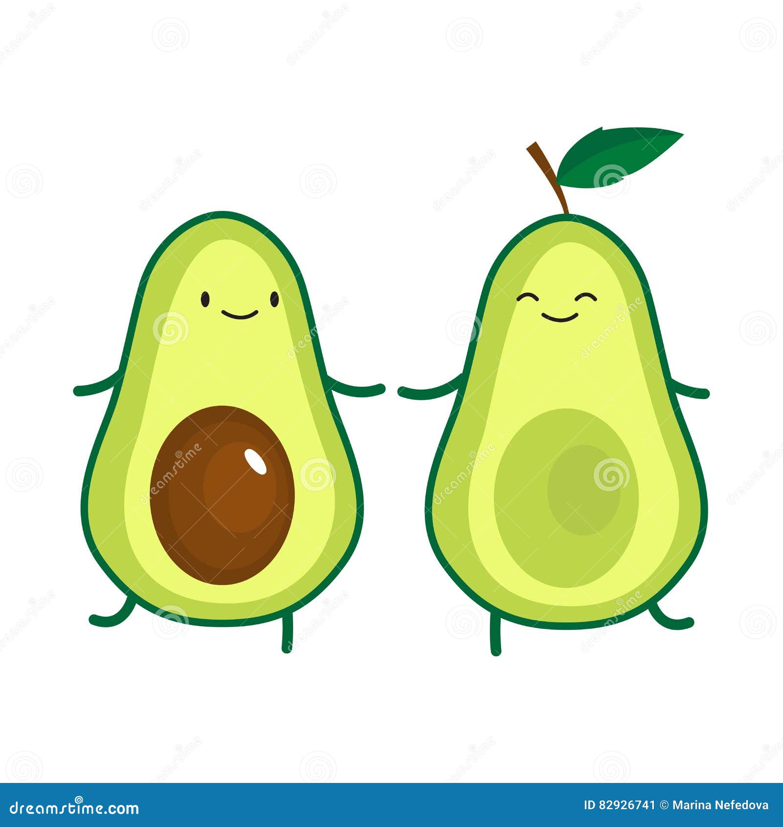 illustration cute dancing avocados avocado vector