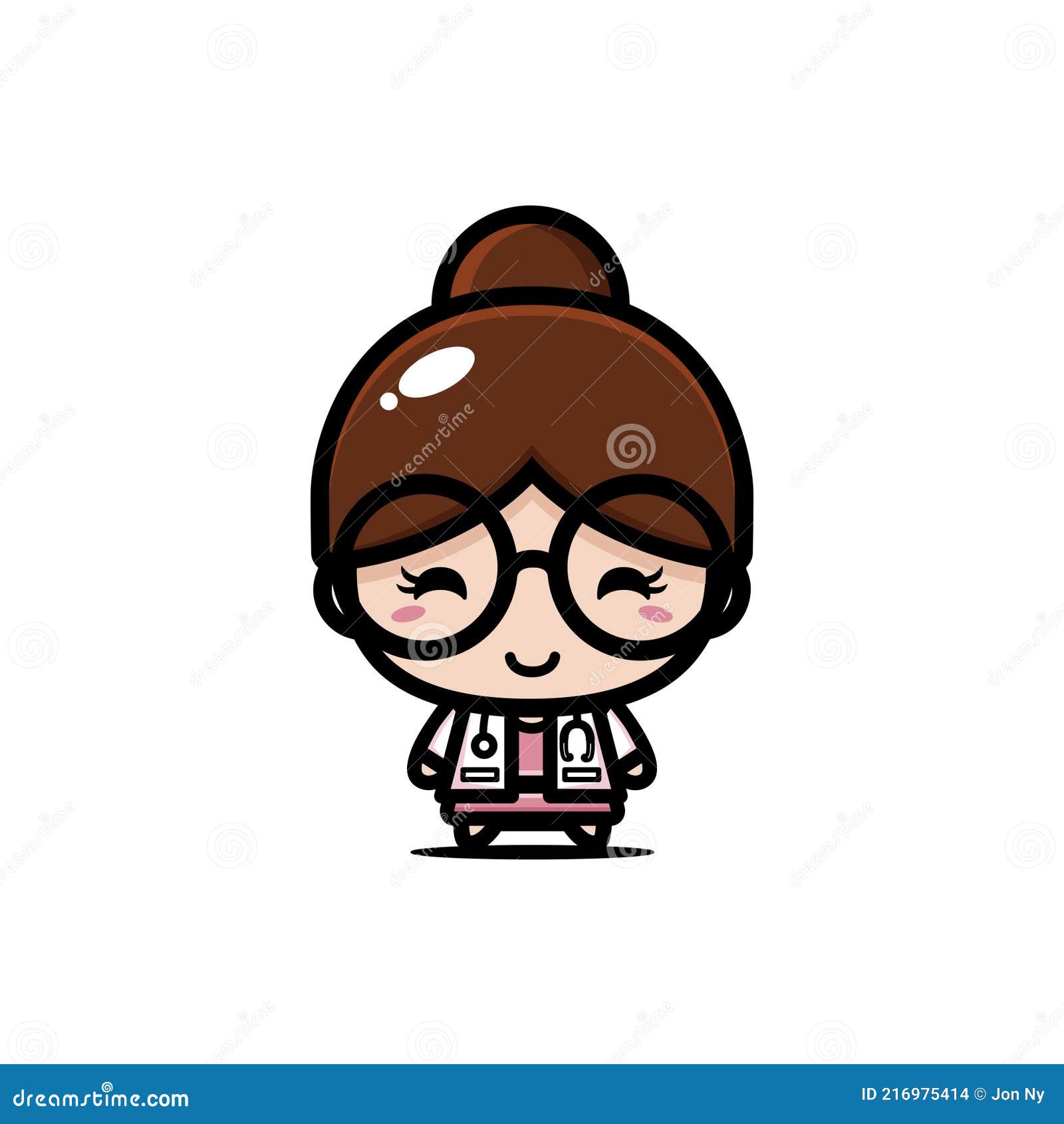 Cute Female Cartoon Character Becomes a Doctor Wearing Glasses Stock Vector  - Illustration of equipment, check: 216975414