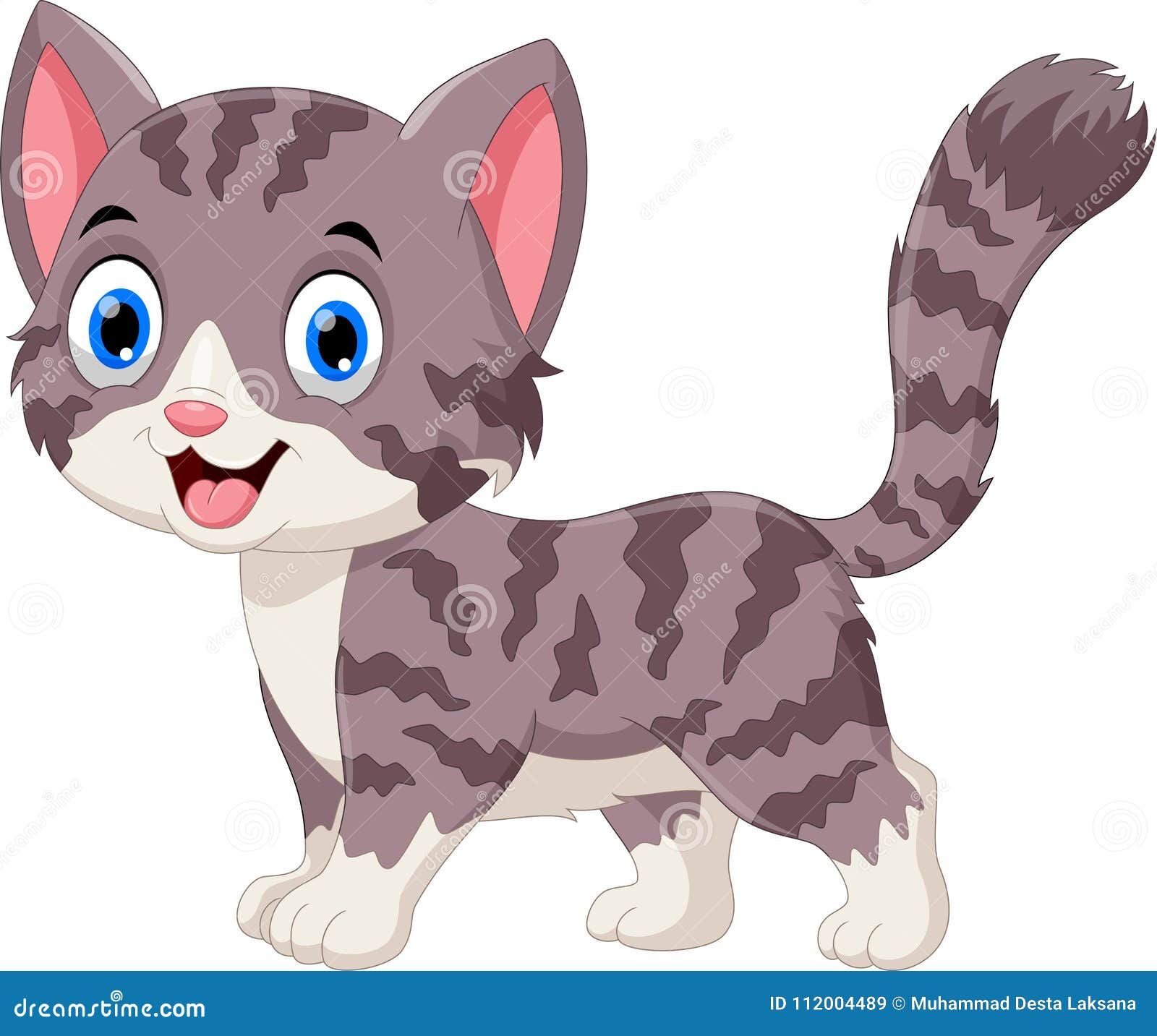 Illustration Of Cute Grey Cat Cartoon Stock Illustration ...