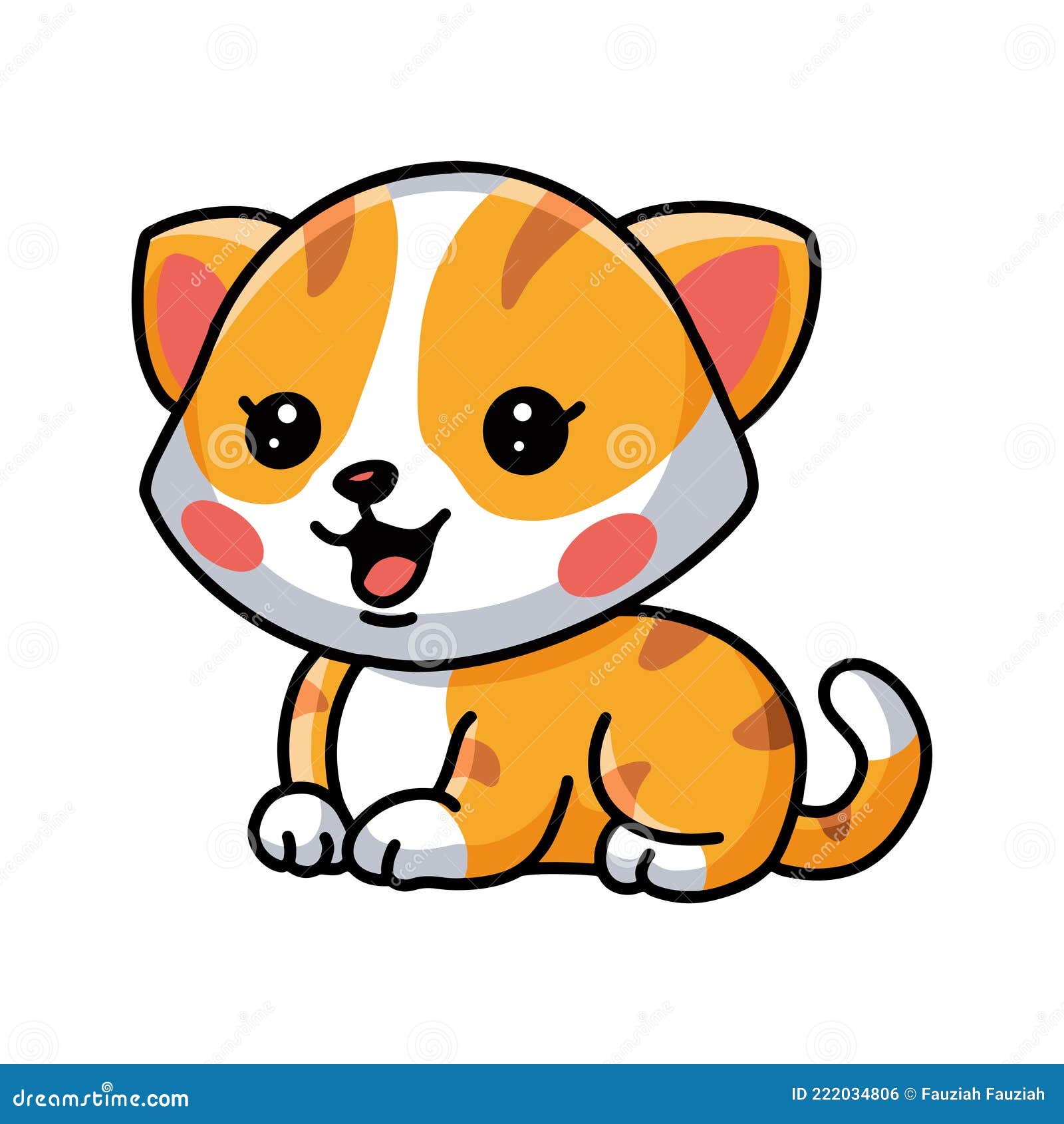 Cute Little Orange Cat Cartoon Sitting Stock Vector - Illustration of ...