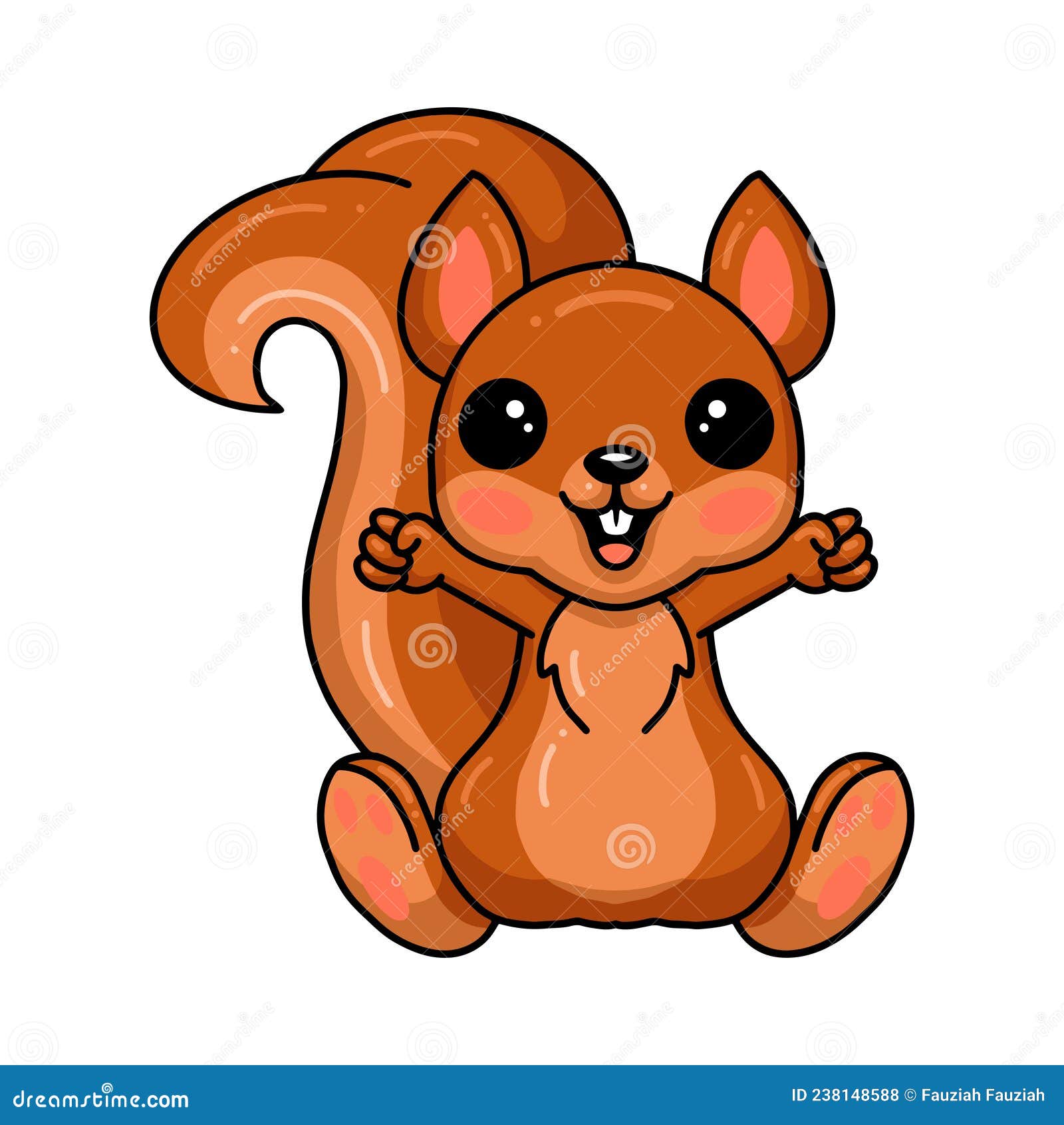 Cute Little Squirrel Cartoon Sitting Stock Vector - Illustration of ...