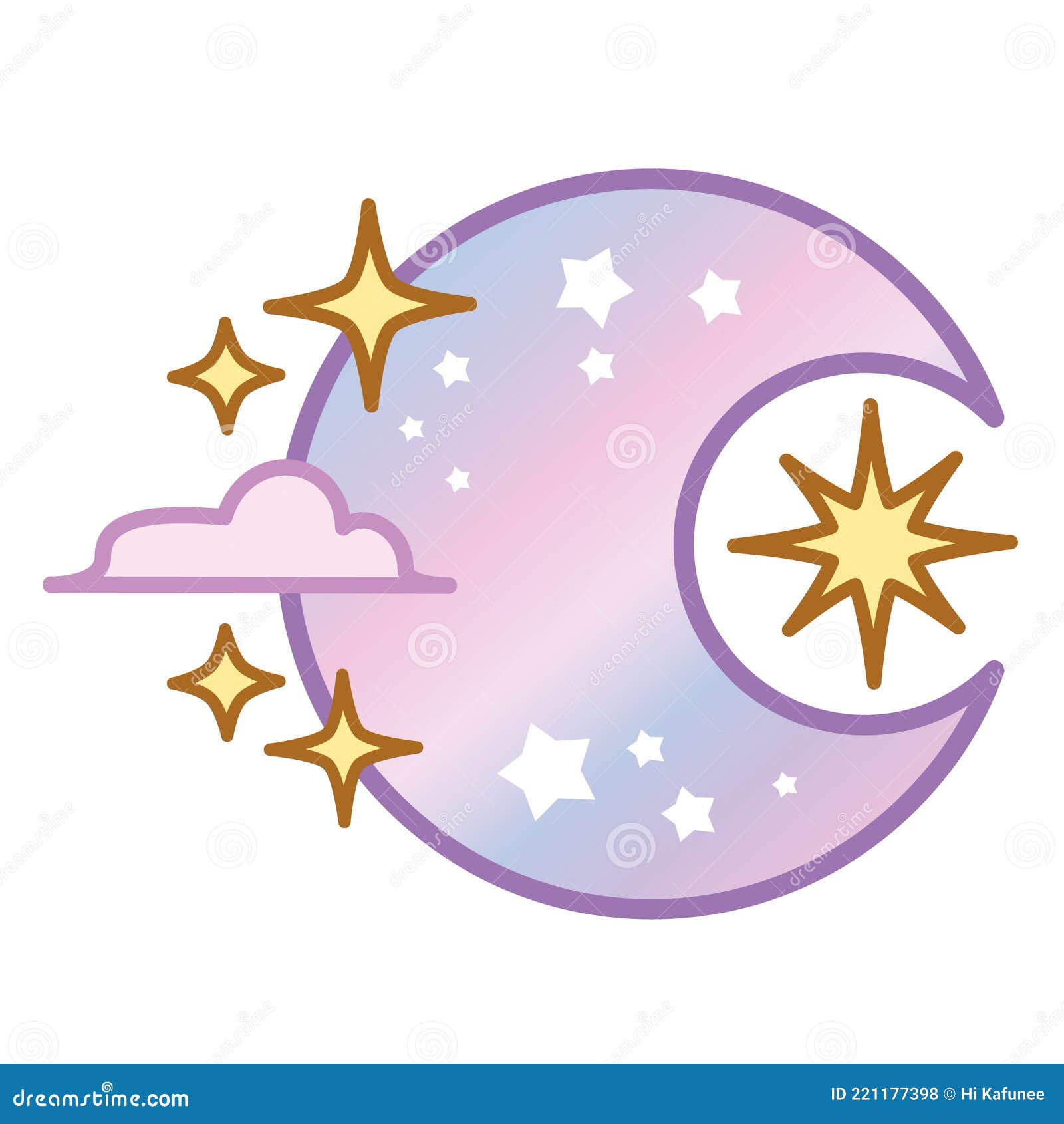 Cartoon moon with stars vector PNG - Similar PNG