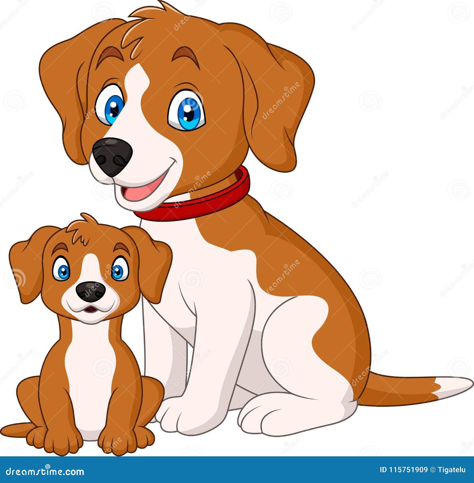 illustration cute mother dog her puppy cute mother dog her puppy 115751909