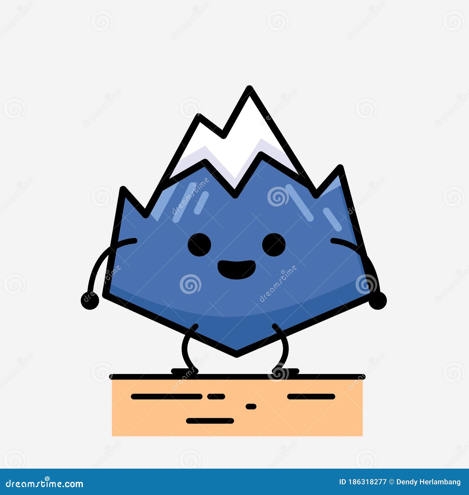 Cute Mountain Icon Mascot Vector Character in Flat Design Style Stock