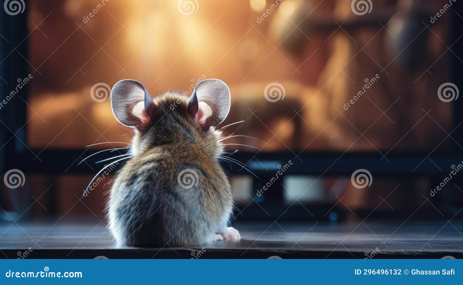 A cute mouse watching TV stock illustration. Illustration of watching 296496132
