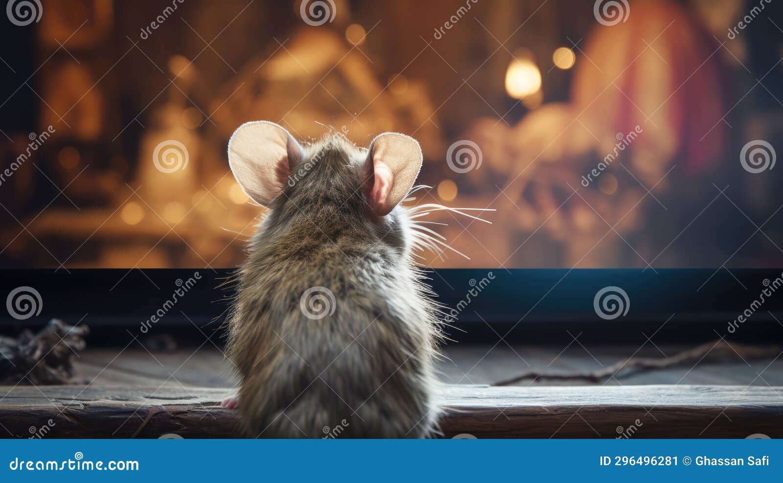 A cute mouse watching TV stock illustration. Illustration of wooden 296496281