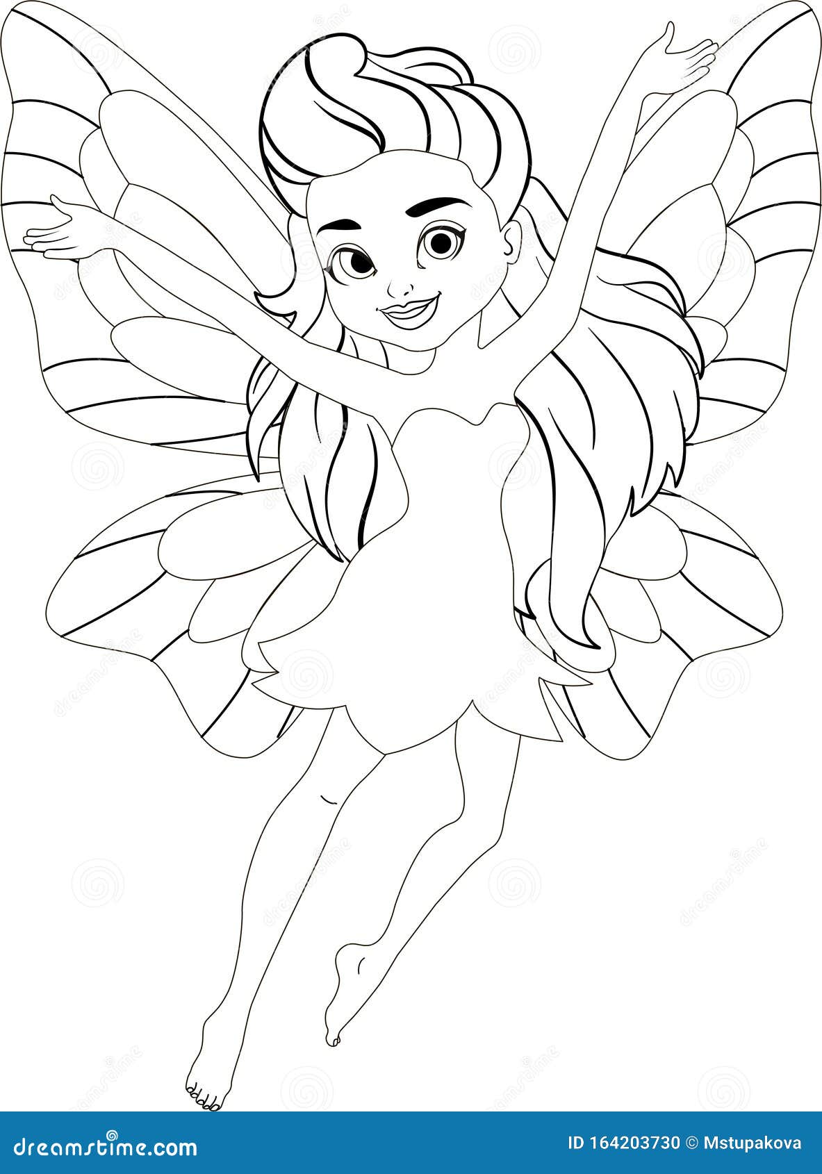 Illustration of a Cute Pink Spring Fairy in Flight. Beautiful Cartoon Girl  with Wings Stock Vector - Illustration of drawing, badge: 164203730