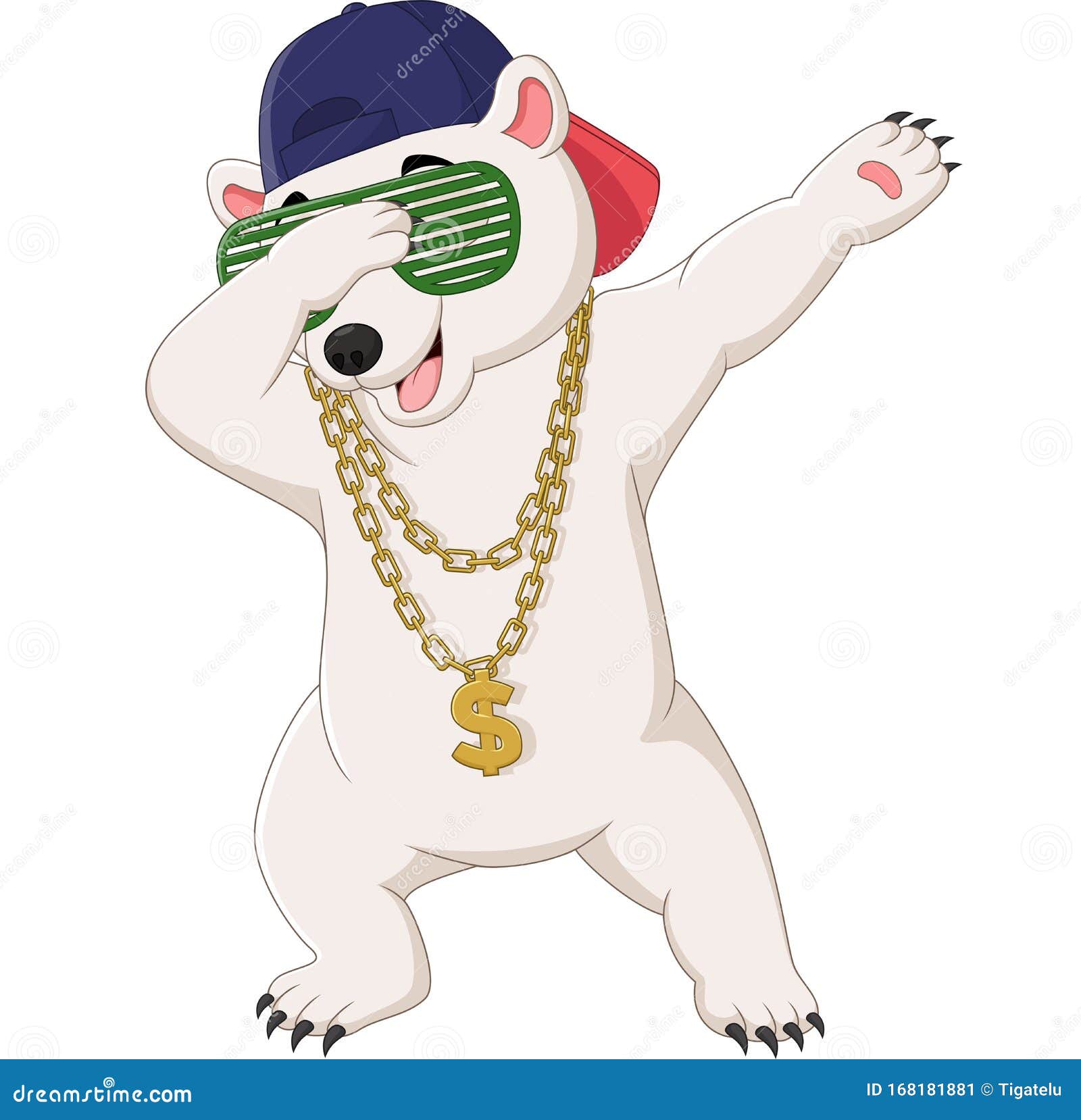 Download Cute Polar Bear Dabbing Dance Wearing Sunglasses, Hat, And ...