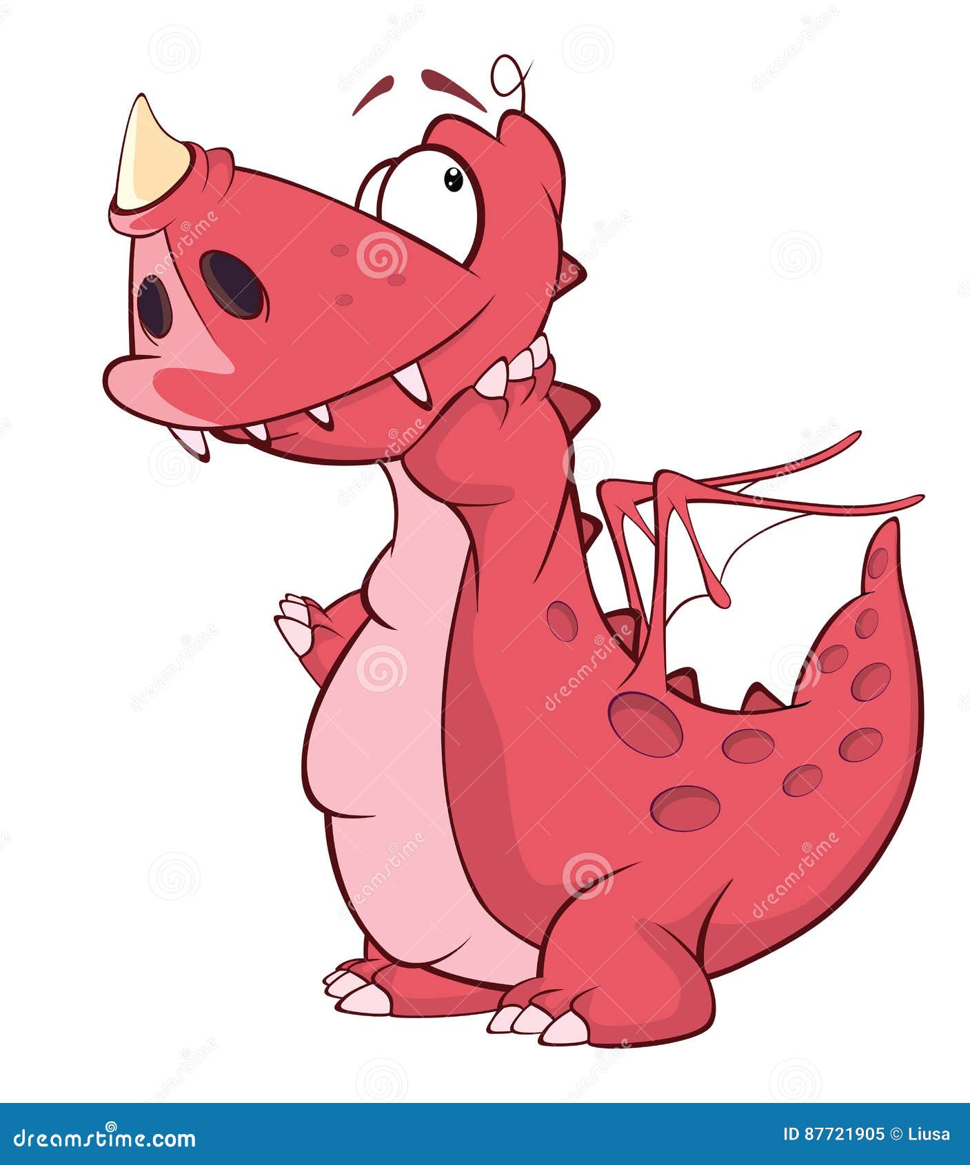 Illustration of a Cute Red Dragon. Cartoon Character Stock Vector -  Illustration of magic, dragon: 87721905