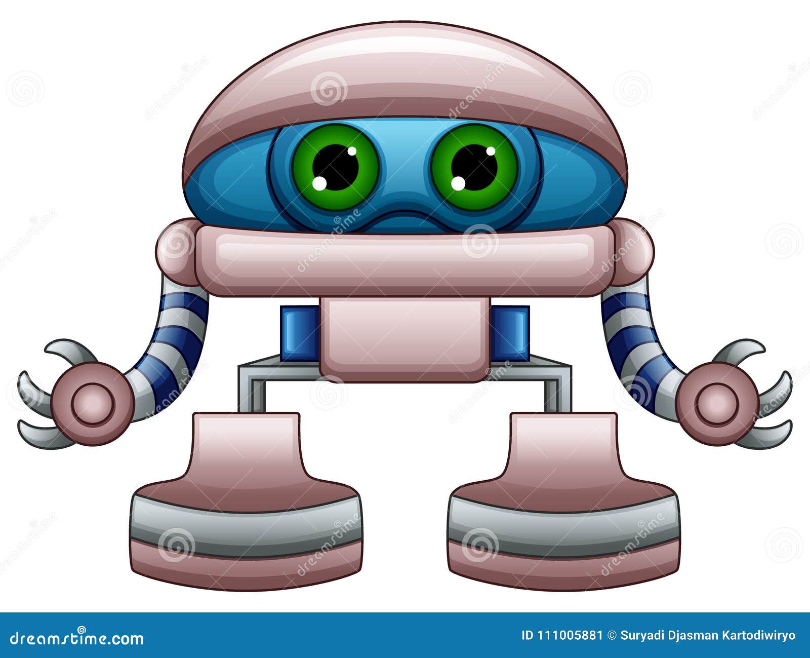 Cute Robot Cartoon with Green Eyes Isolated on White Background Stock  Vector - Illustration of artificial, computer: 111005881