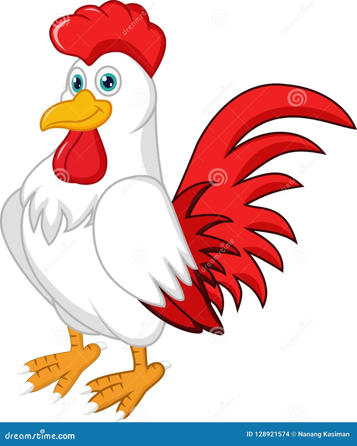 Cute Rooster Cartoon Posing Stock Vector - Illustration of bird, isolated:  128921574
