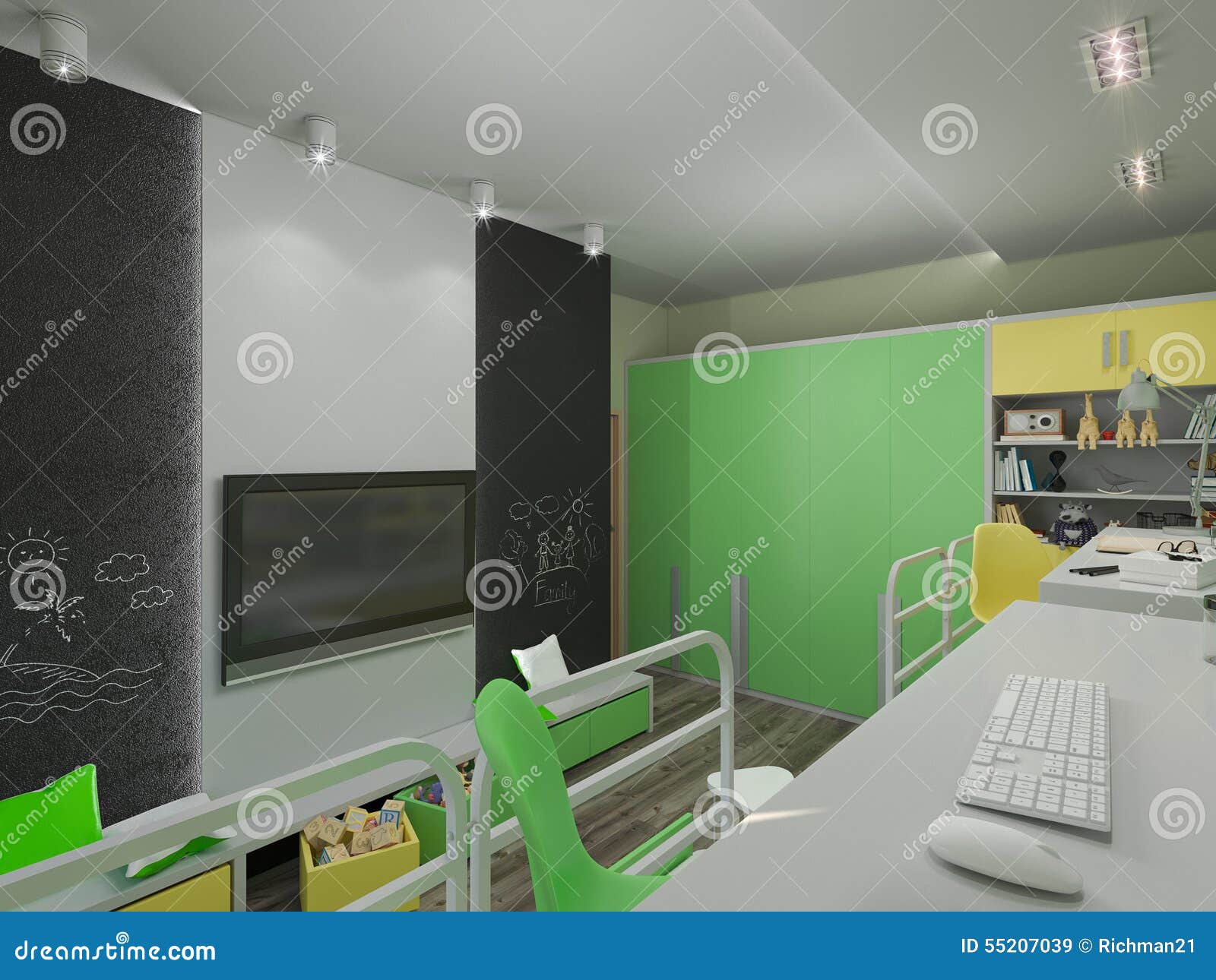 Illustration 3d d'une chambre à coucher pour l'enfant de mêmes ...