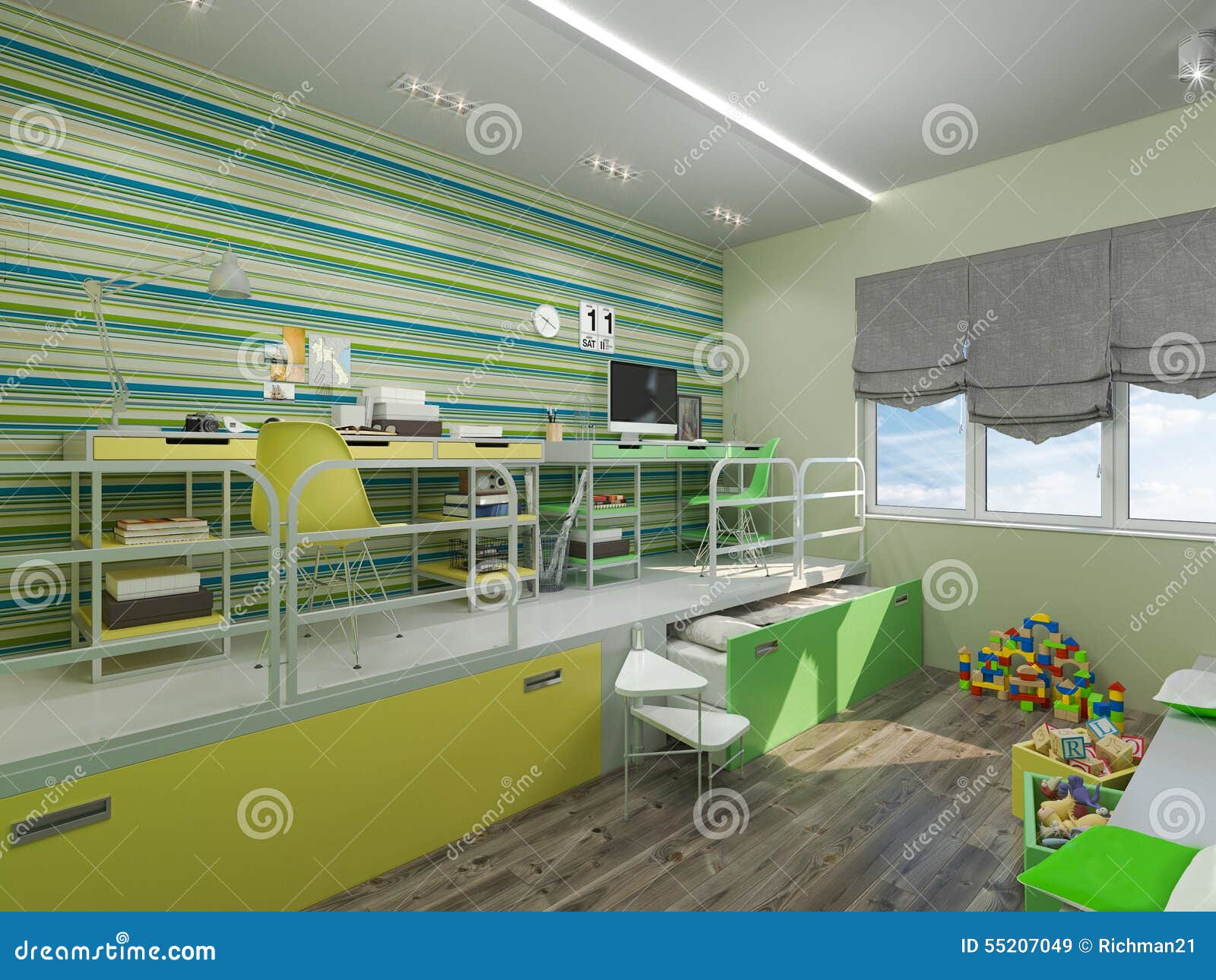 Illustration 3d d'une chambre à coucher pour l'enfant de mêmes ...