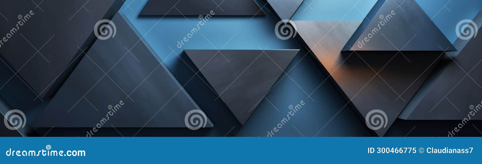 Illustration of a 3d Triangle Wall in Blue and Dark Blue in Banner Size