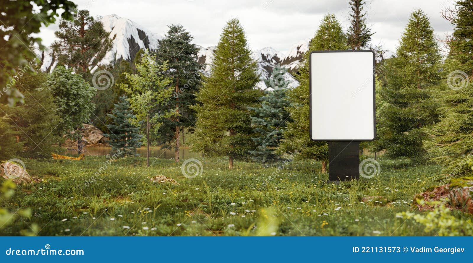 Illustration 3d D'un Panneau D'affichage Vide Au Milieu De La Forêt  Sauvage. Illustration Stock - Illustration du créateur, agence: 221131573