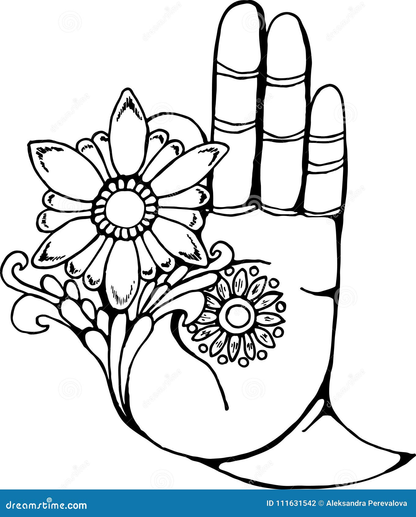 Illustration Dune Main De Bouddha Tenant Une Fleur Dessin