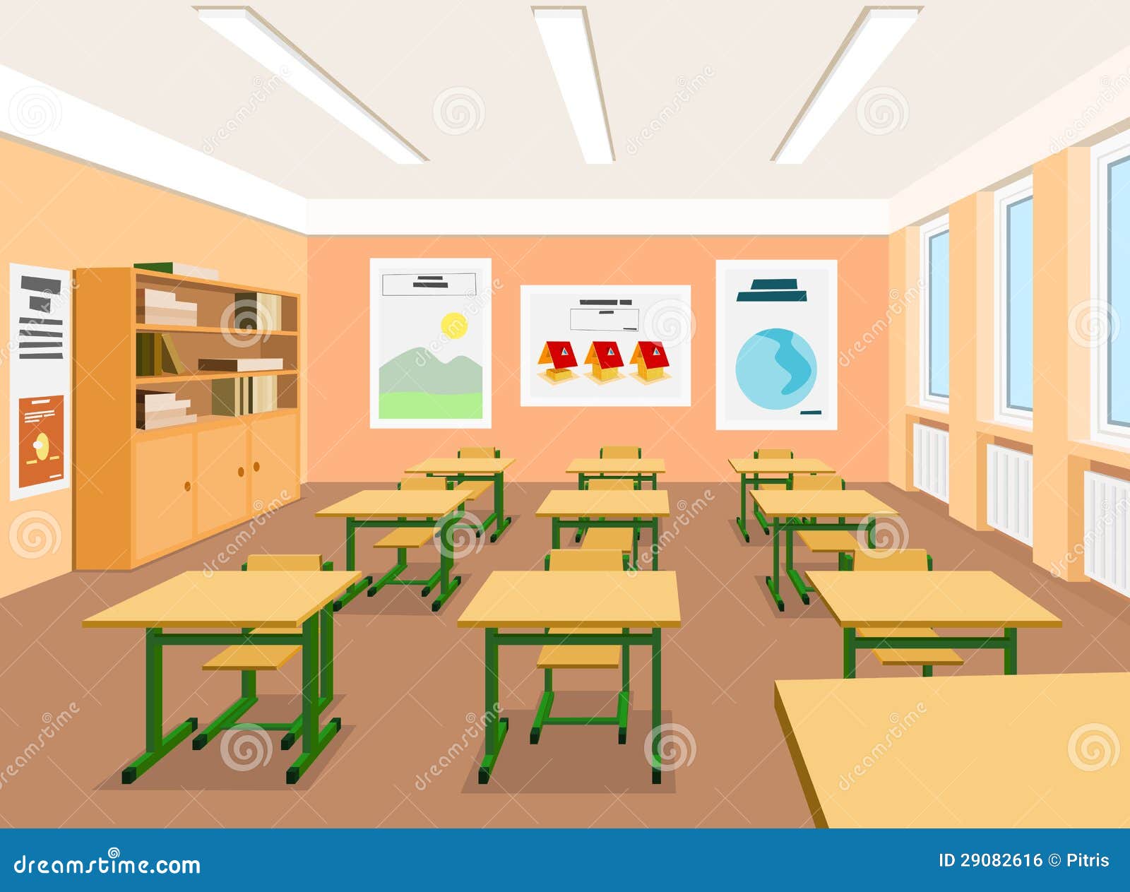 Illustration D Une Salle De Classe Vide Illustration De Vecteur Illustration Du Brun Ecole