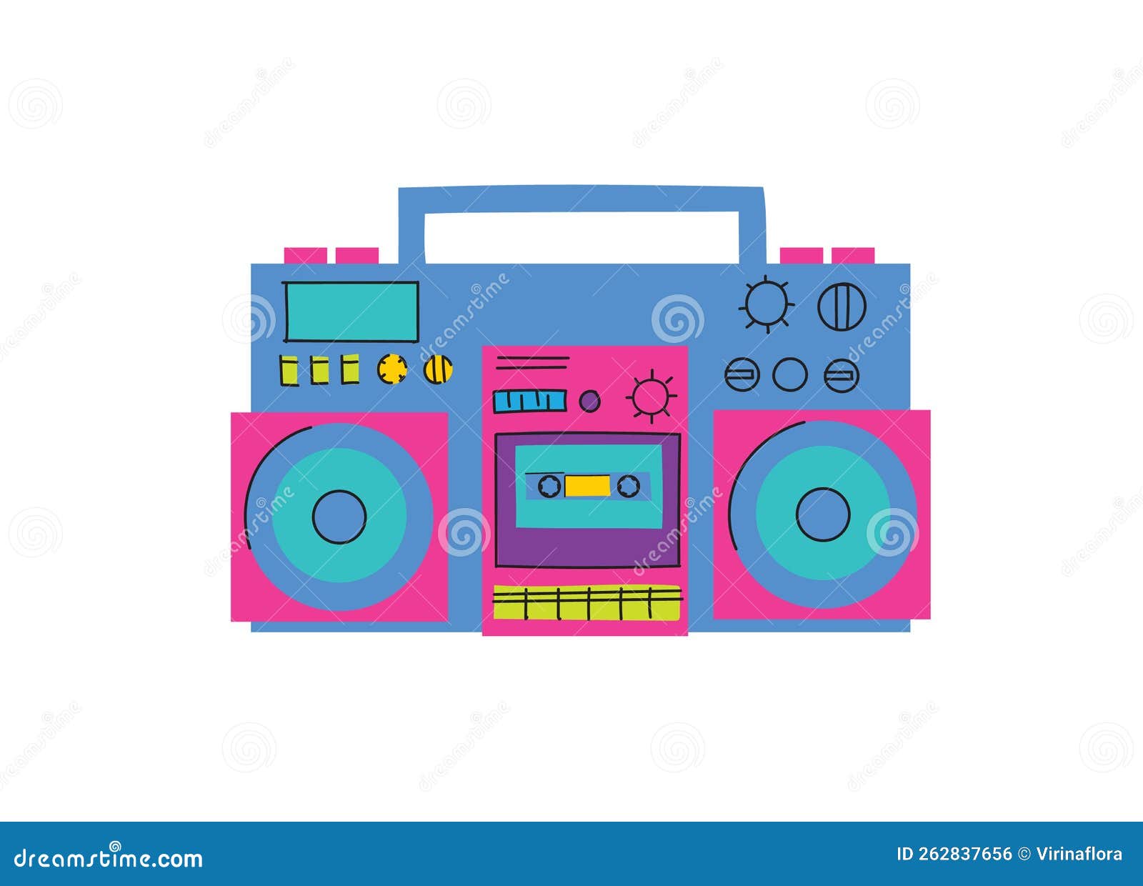 Lecteur De Musique à Cassette Dans Le Style Des Années 80 90 Illustration  Vectorielle