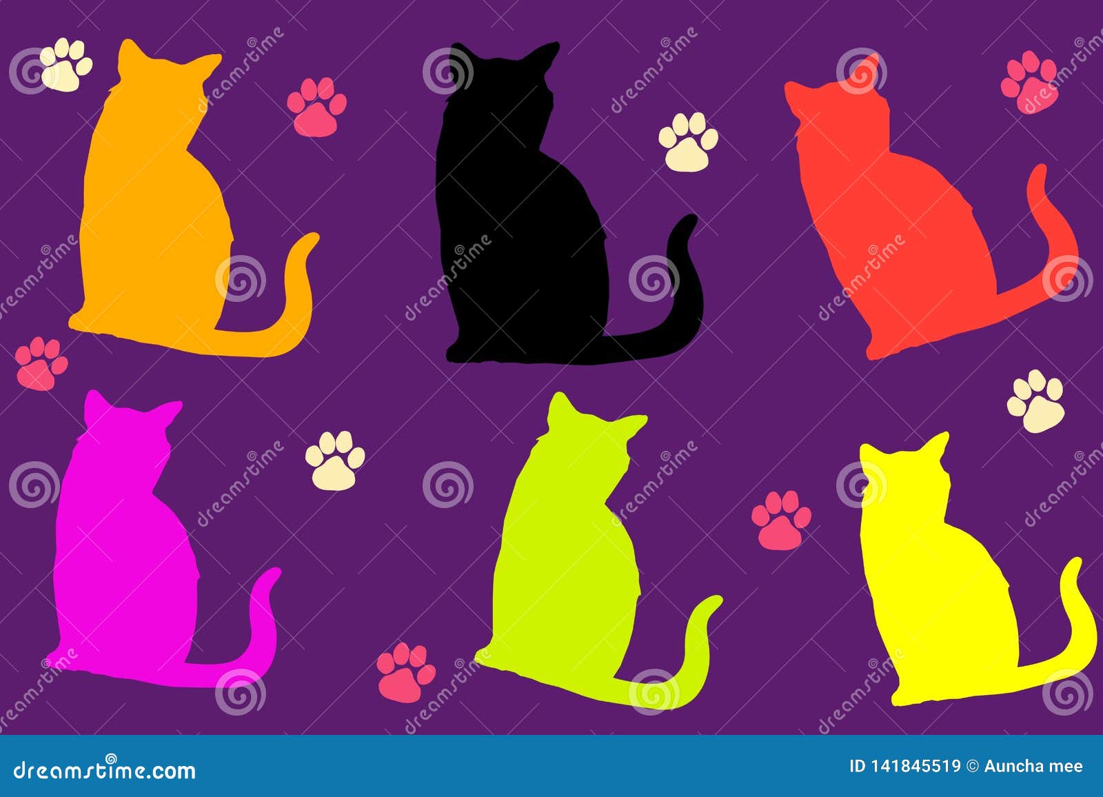 Illustration De Chat De Couleurs De Silhouette Avec Le Modele De Patte Sur Le Fond Pourpre Image Stock Image Du Chiot Cartoon Illustration De Chat De Couleurs De Silhouette Avec Le Modele De Patte Sur Le Fond Pourpre Image Stock Image Du Chiot Cartoon