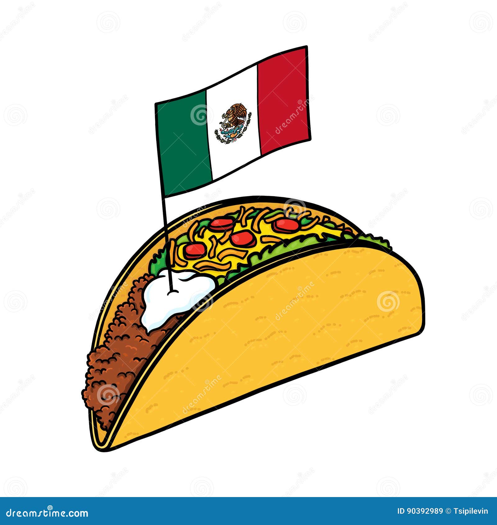 Illustration De Drapeau De Taco Et Du Mexique Illustration Stock -  Illustration du tortilla, poulet: 90392989