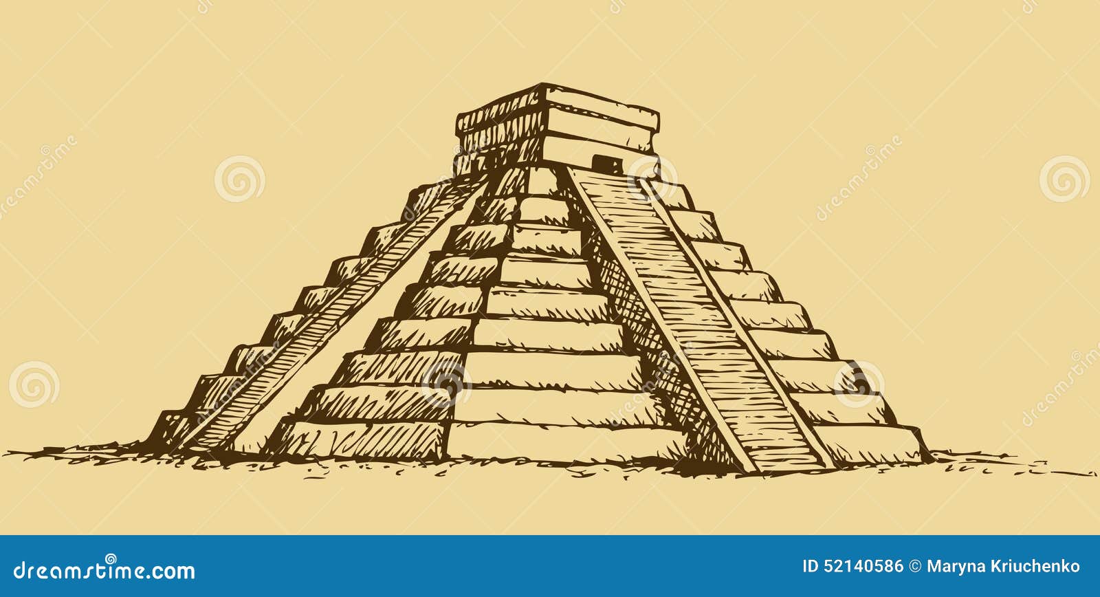 Illustration De Vecteur Avec Les Pyramides  Maya  Au Mexique 
