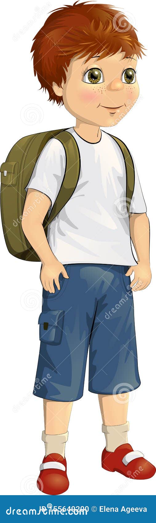 Illustration De Vecteur D Un Petit Garcon Mignon Avec Un Sac A Dos Derriere Le Sien De Retour Avec Des Taches De Rousseur Sur Son Illustration De Vecteur Illustration Du Loisirs Expedition