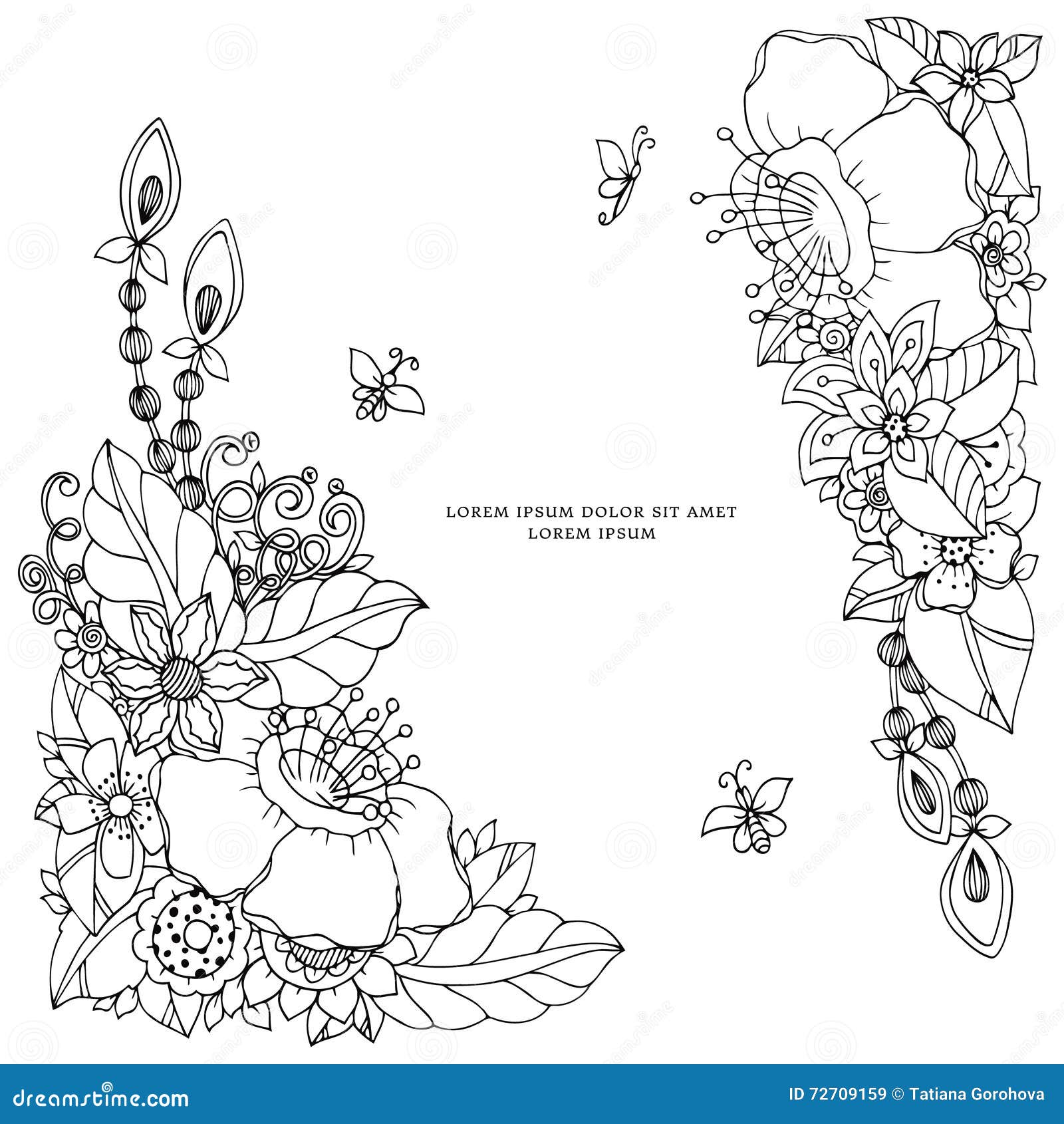 Illustration de vecteur de cadre floral Zen Tangle Dudlart Anti effort de livre de coloriage pour des adultes Blanc noir