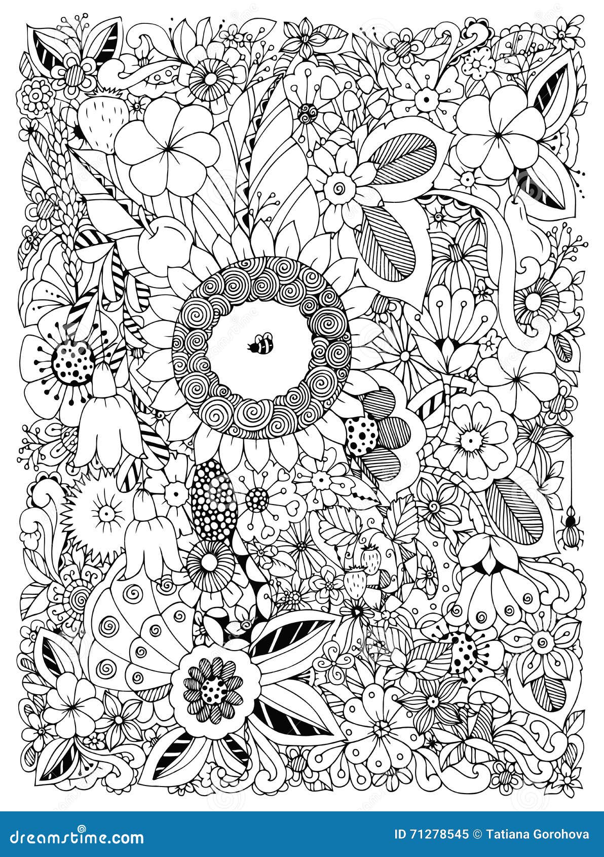 illustration stock illustration de vecteur de cadre floral zen tangle dudlart anti effort de livre de coloriage pour des adultes page de coloration image