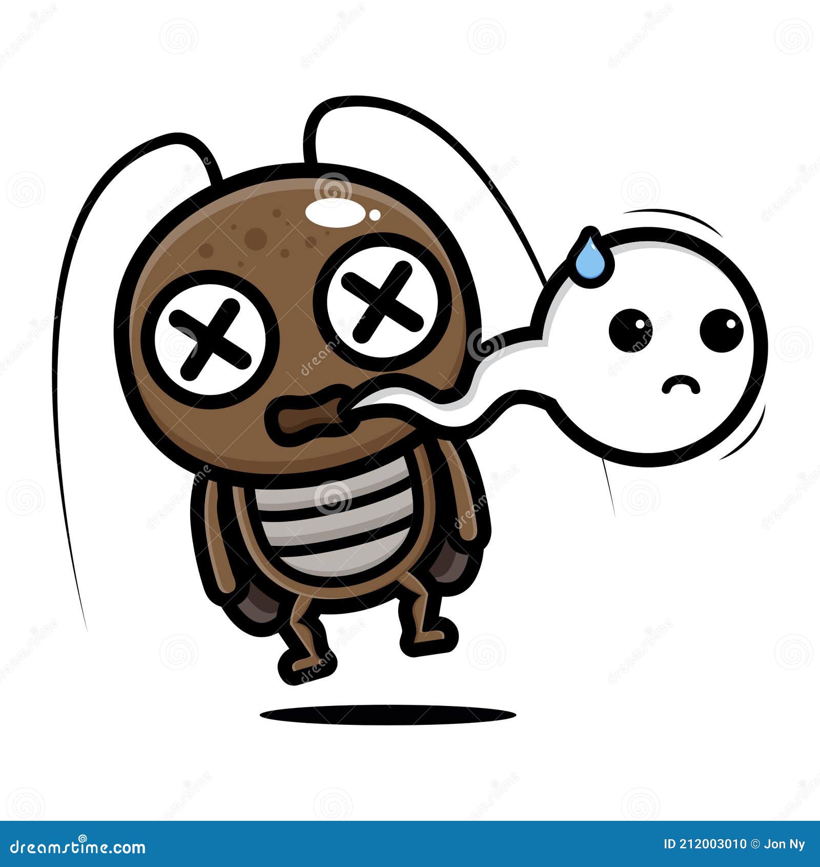 Dead Cockroach Animal Cartoon Character with Out White Spirit Stock Vector  - Illustration of disease, forbidden: 212003010
