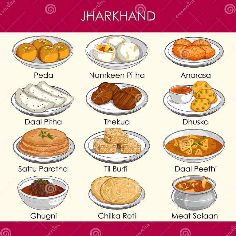 Illustration of Delicious Traditional Food of Jharkhand India Stock ...