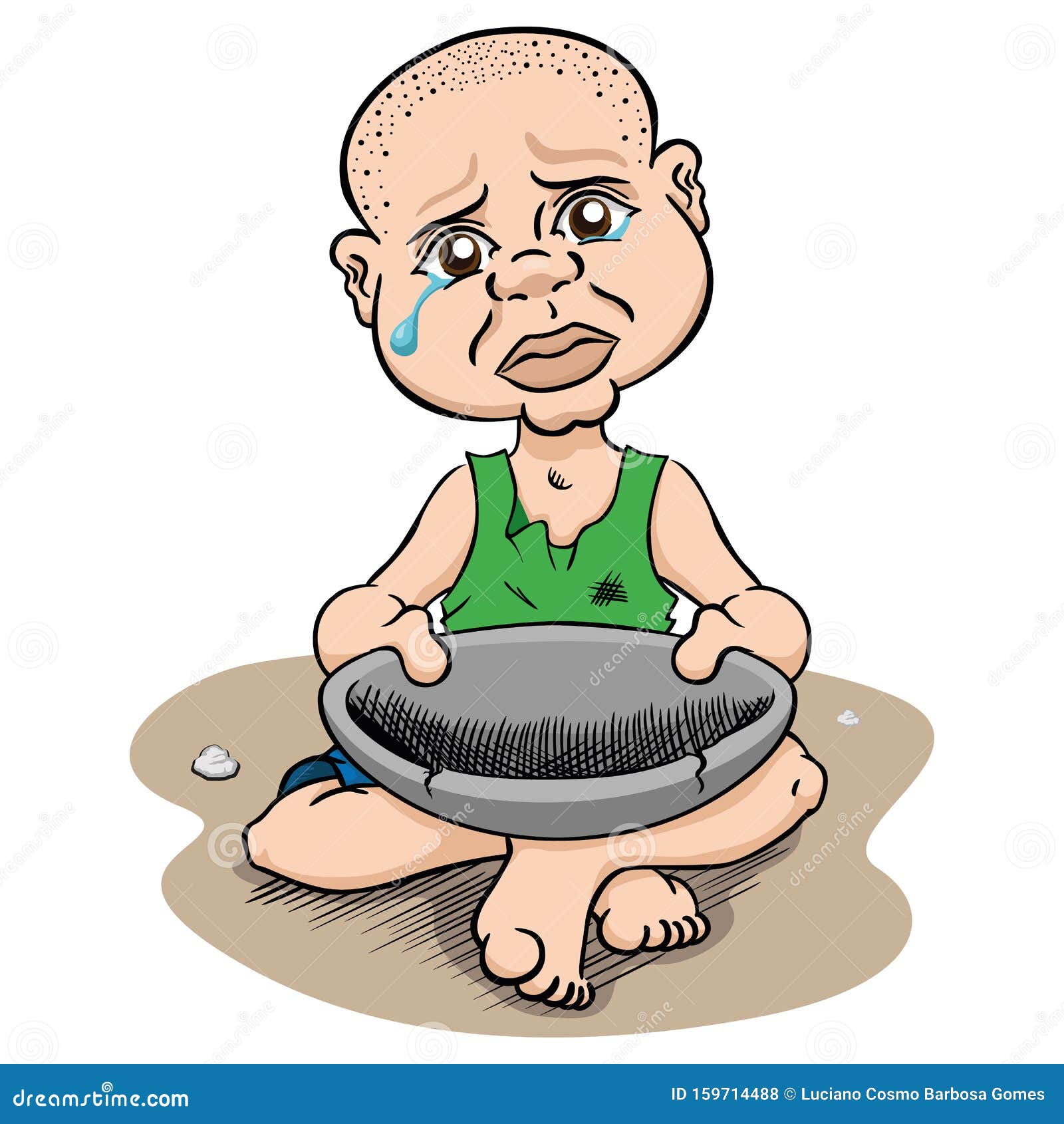 Illustration Depicting a Hungry Needy Child without Food Starving,  Caucasian Stock Vector - Illustration of depicting, humanitarian: 159714488