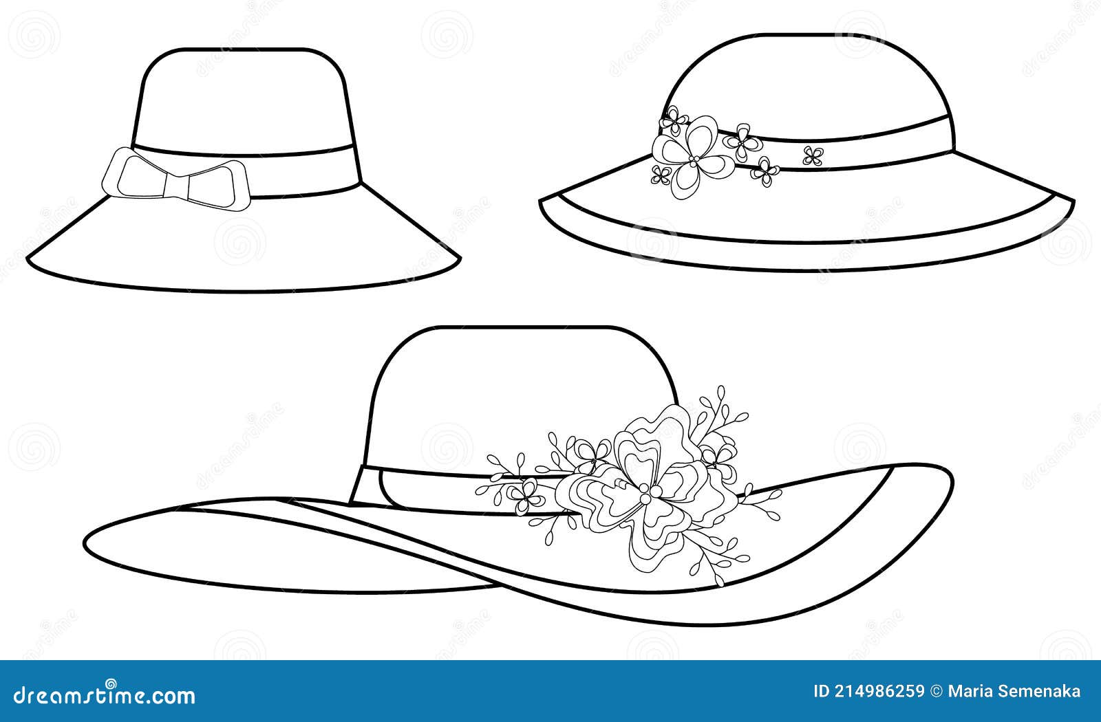 Illustration Depicting Various Designs of Womens Hats. Women S Hats ...