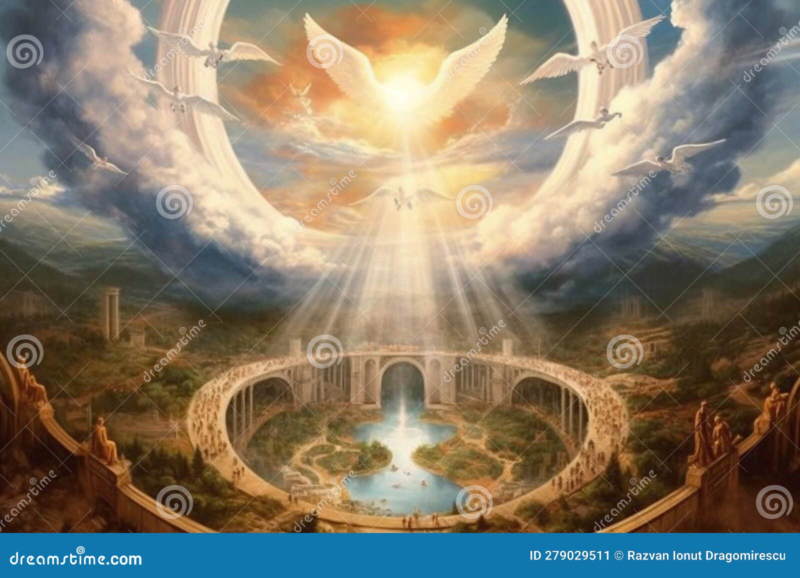 Illustration That Depicts A Celestial Concept Of Heaven Representing The Embodiment Of God S