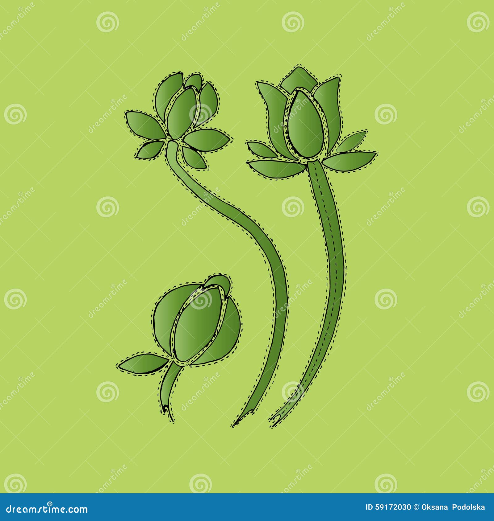 Illustration des Grüns bei dem Blühen, Hintergrund
