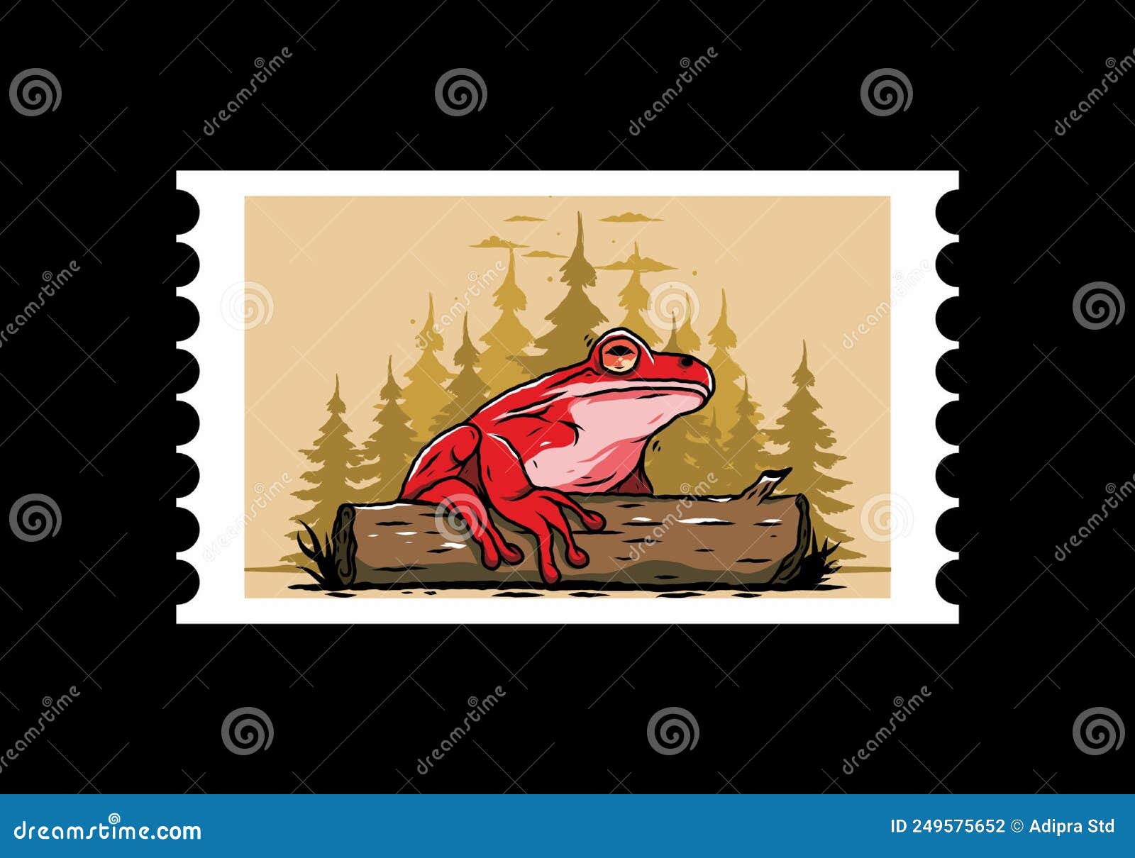 Big Frog Perched on a Log Illustration Stock Vector Illustration of