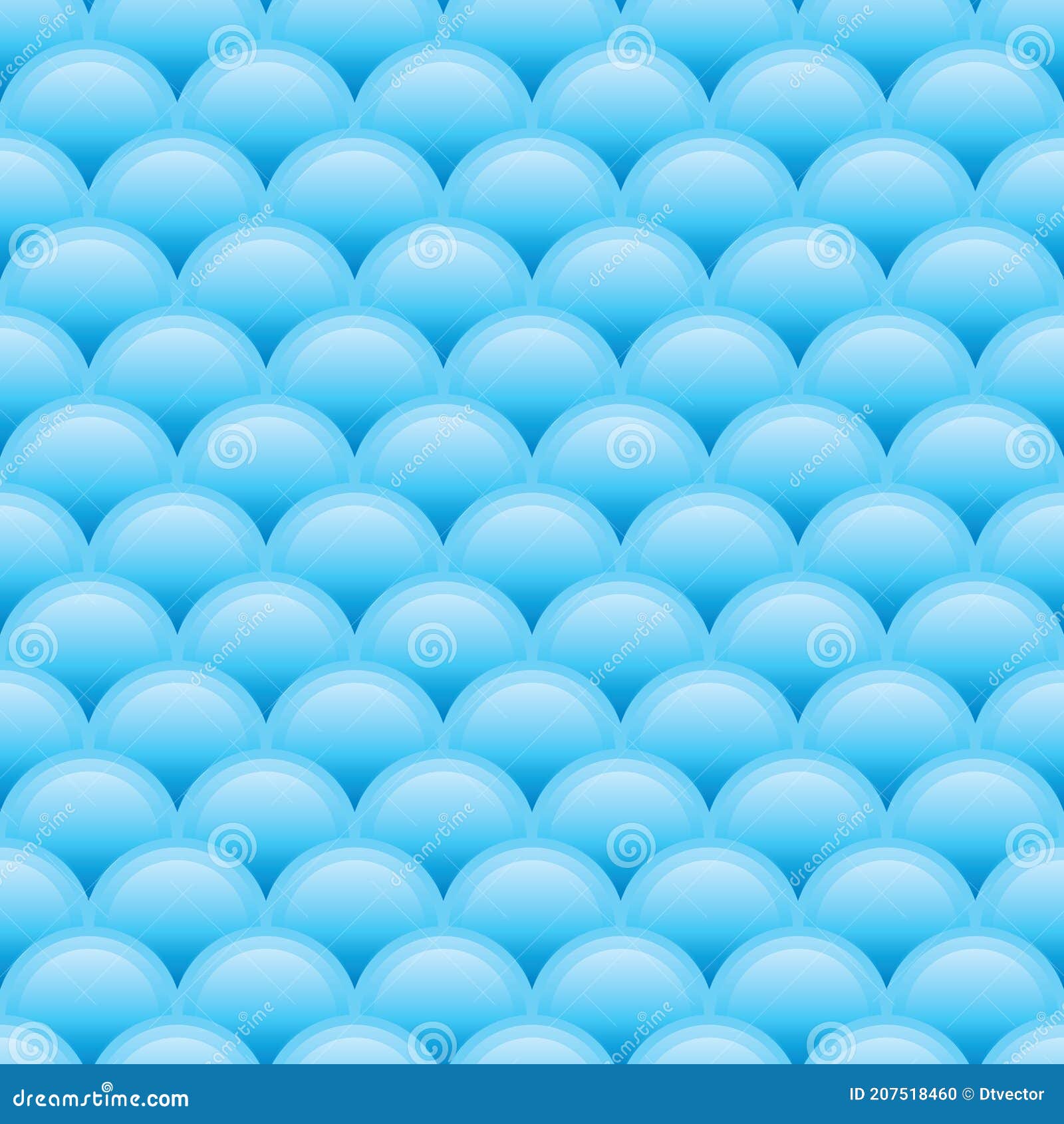 Half Circle Glossy Blue Seamless Pattern Stock Vector