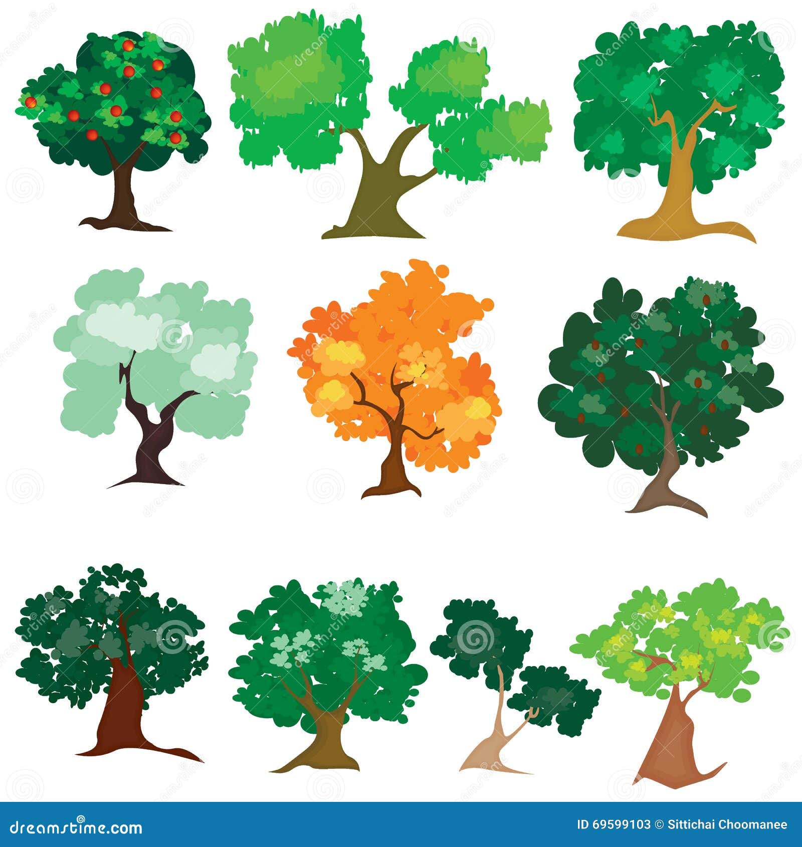 Illustration of Different Kind of Tree Stock Illustration