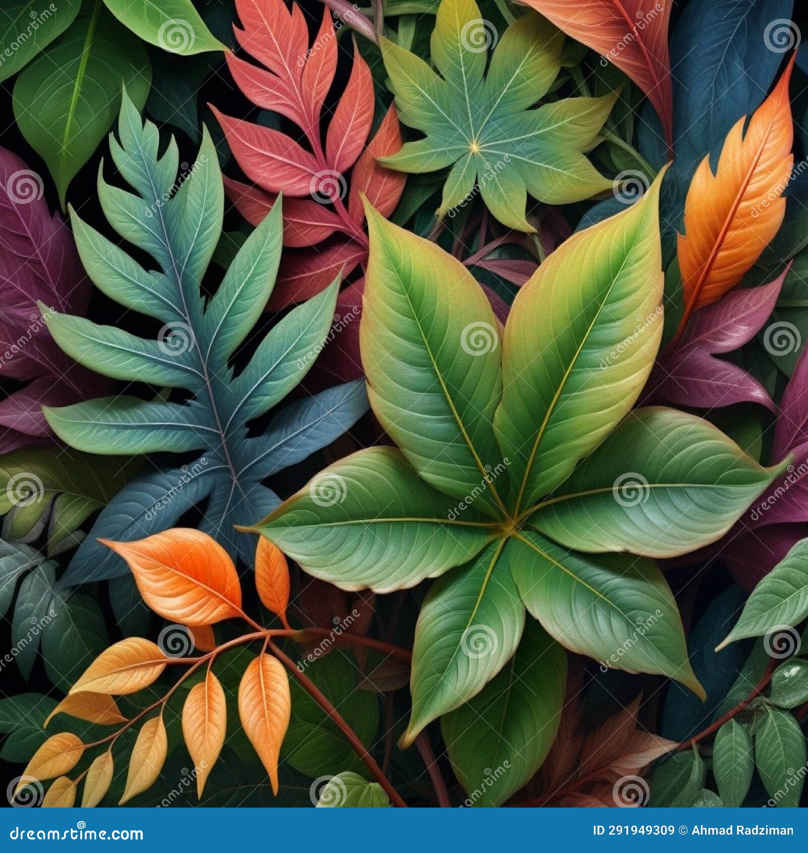 Illustration of Different Types of Leaves. Use As Wallpaper and