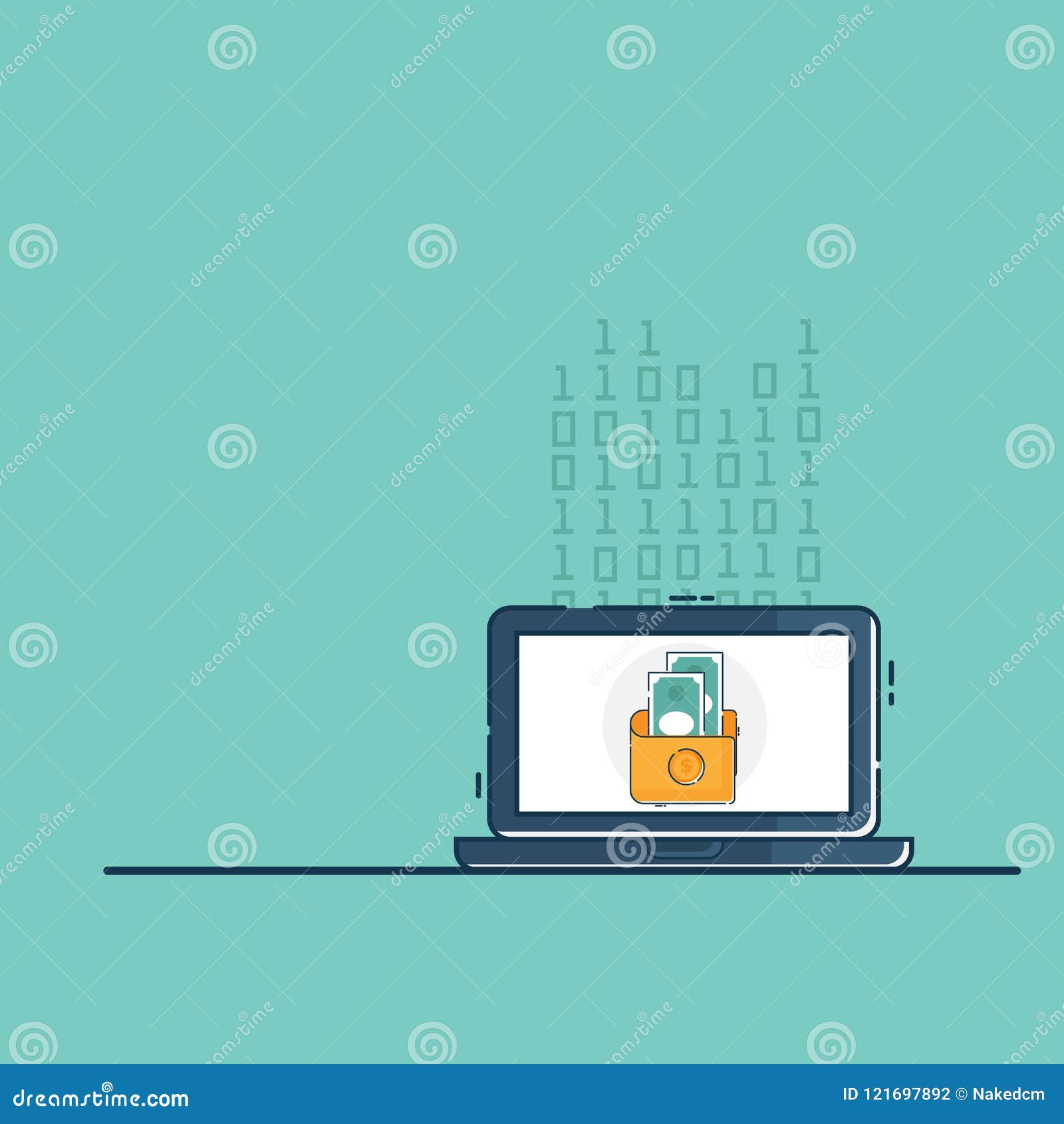 Digital wallet flat design stock vector. Illustration of cash 121697892