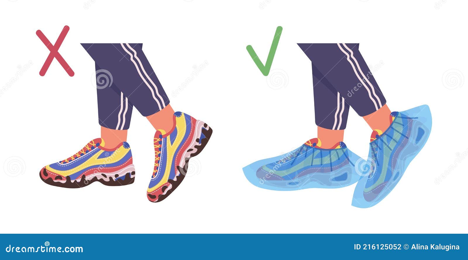 Illustration of Dirty Shoes and Shoes with Medical Covers. Vector Flat ...