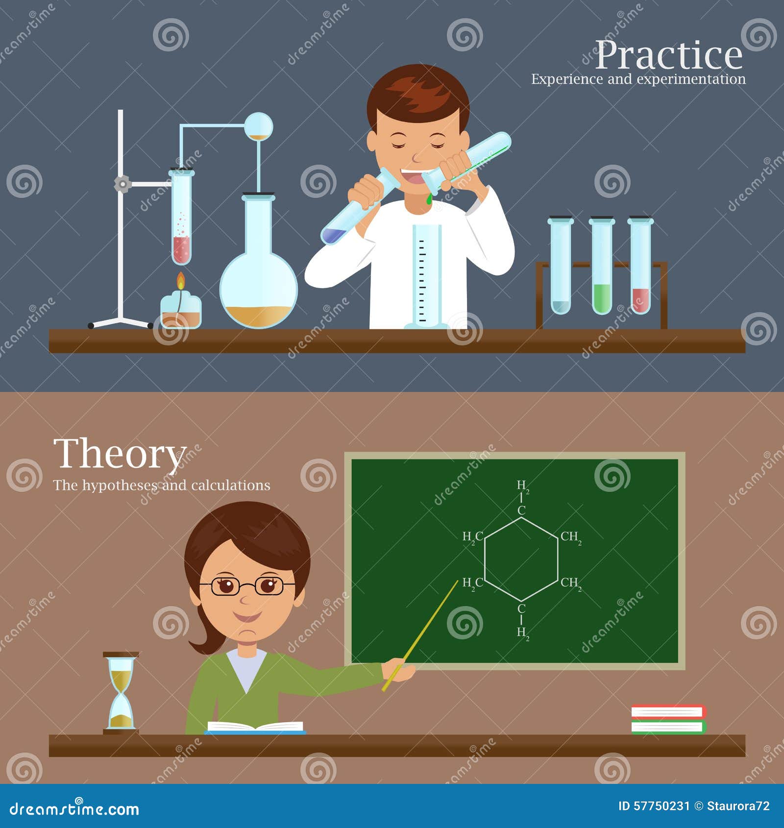 Illustration of the Division of the Educational Process. Stock Vector