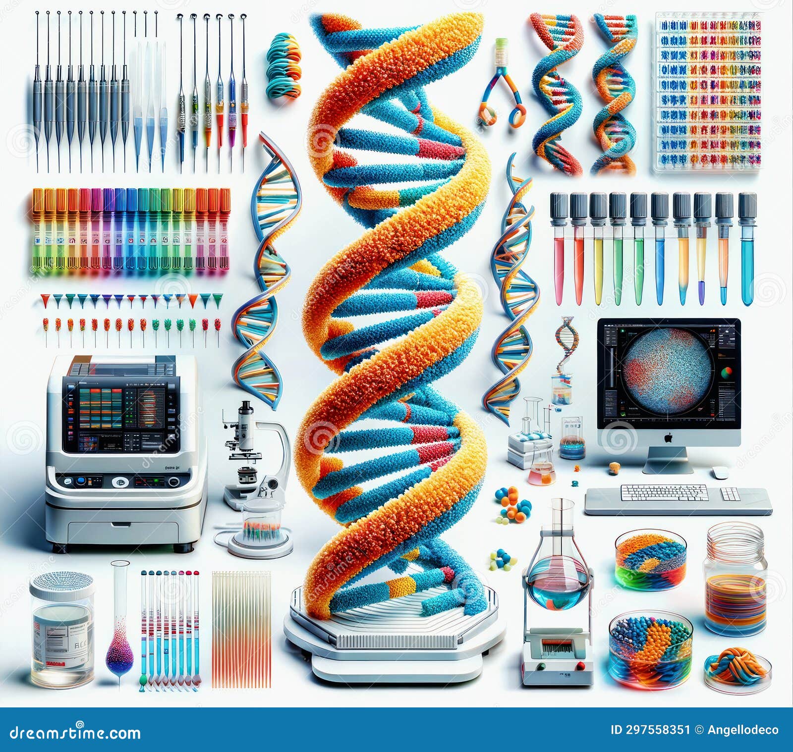  of dna genome decode on the laboratorio genetica molecular. generative ai