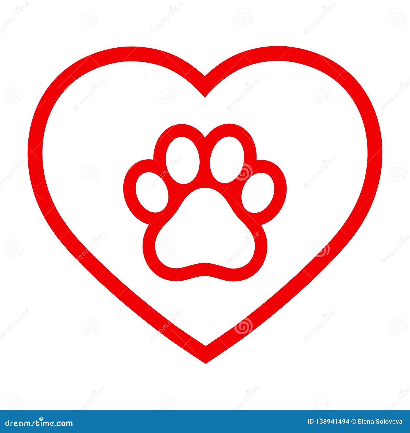 Download Illustration Of Dog Paw In Heart On White Background Stock ...