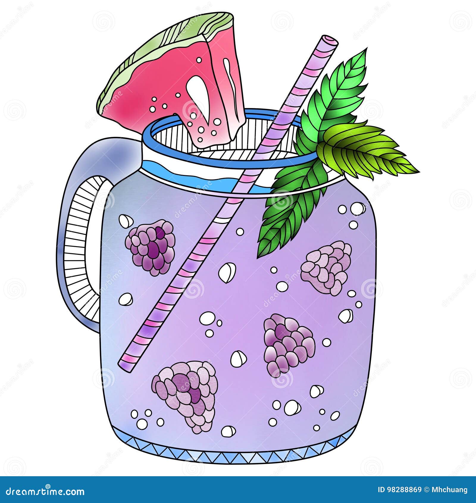 The Illustration of Drink of Watermelon and Grape Stock Illustration