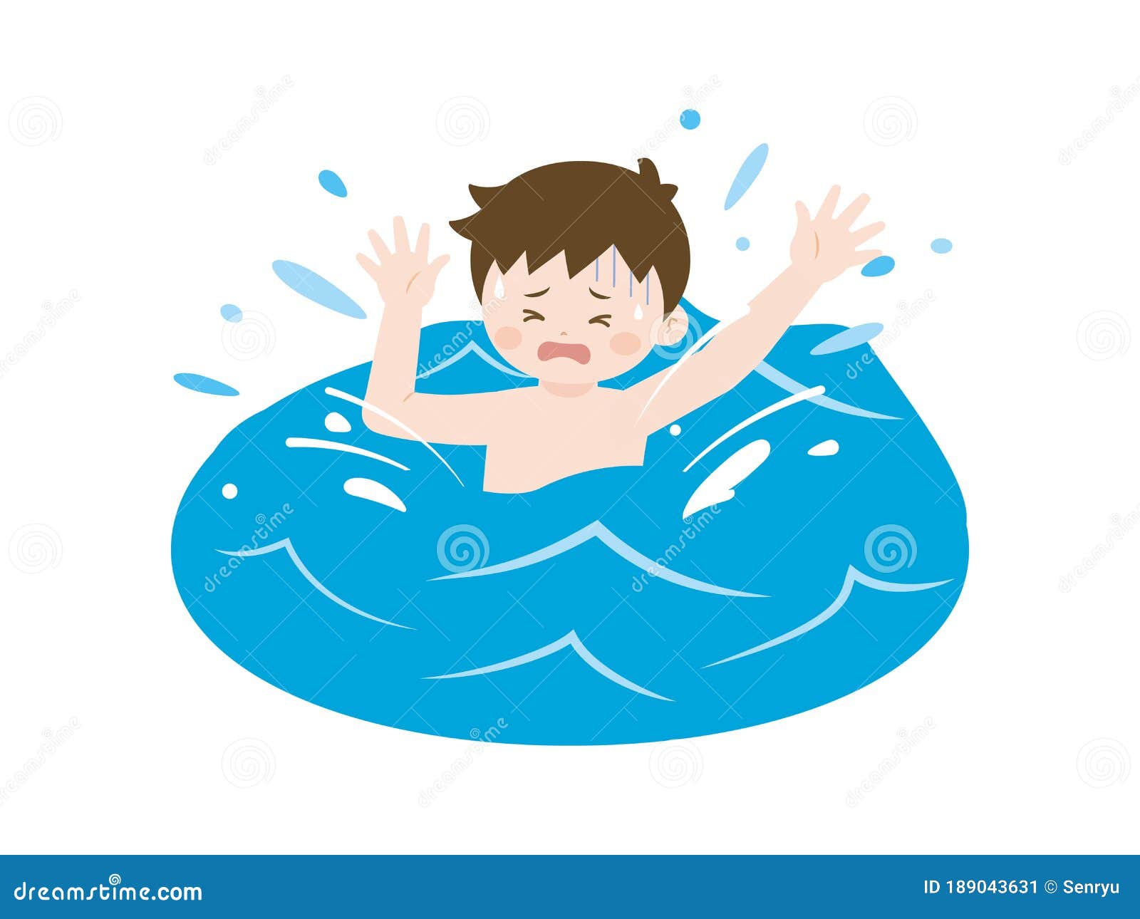 Drowning sea stock vector. Illustration of swim, japanese - 189043631