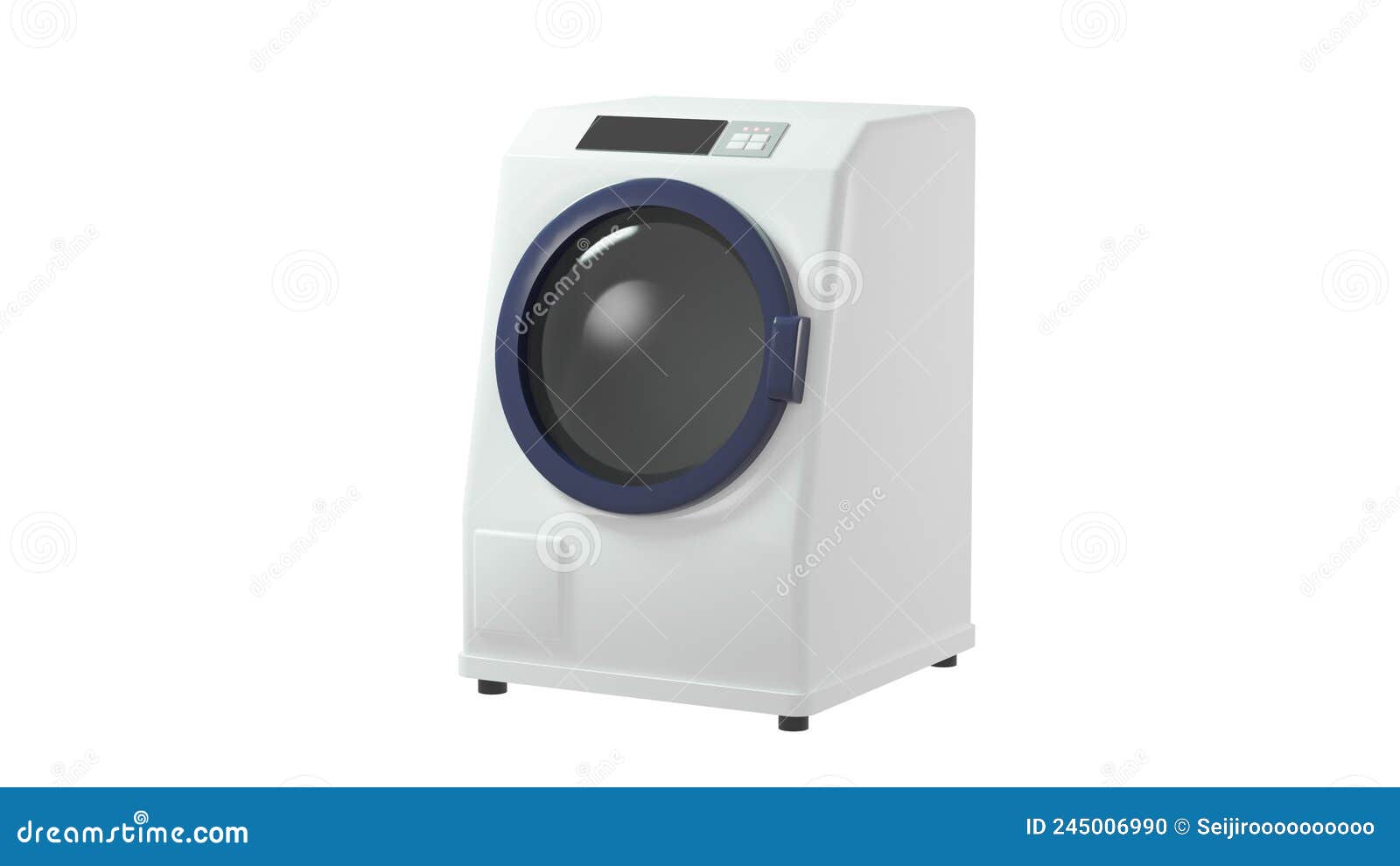 Illustration of a Drumtype Washing Machine Drawn at 3DCG. Background Transmission Processing