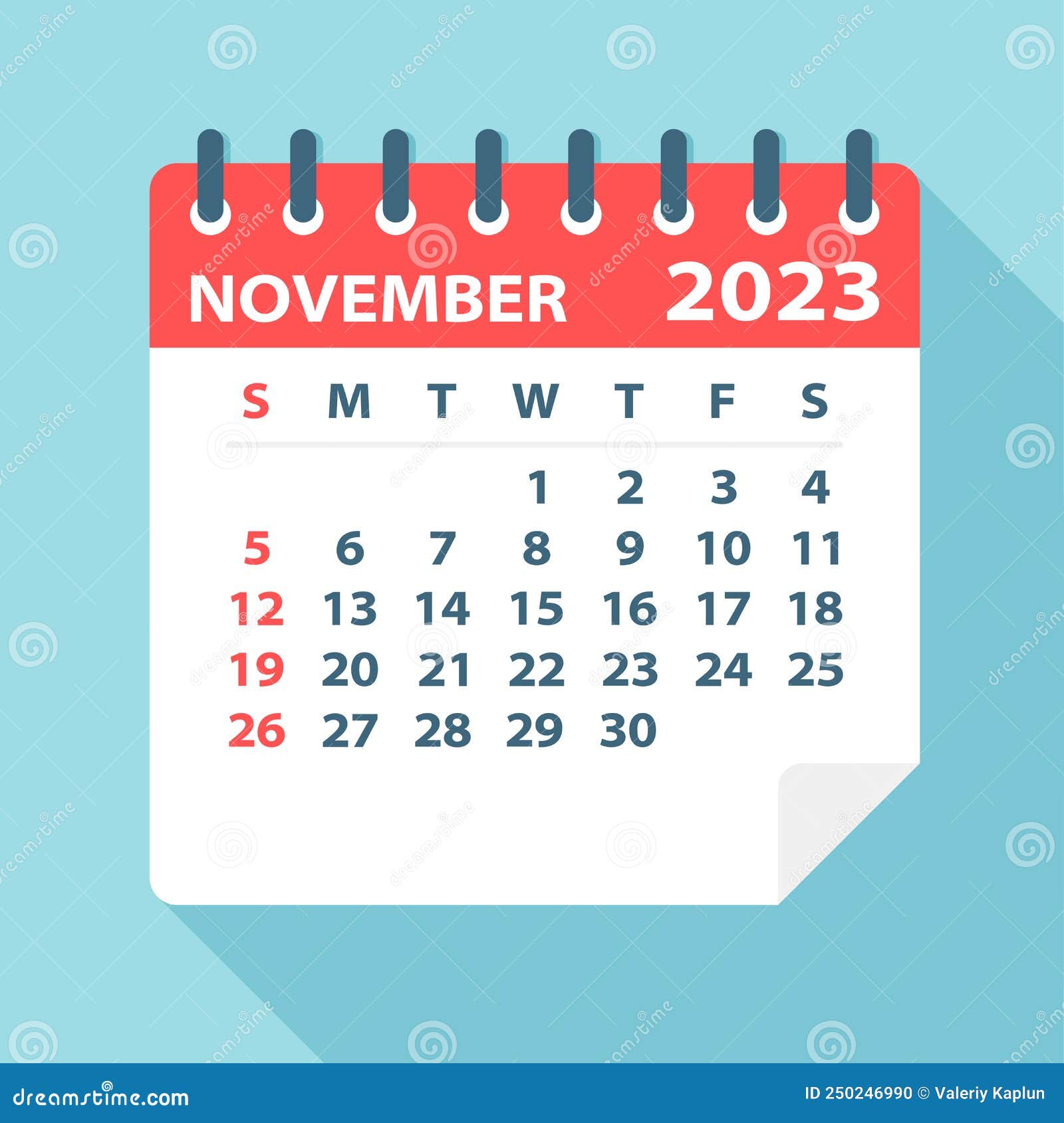 page de calendrier pour novembre 2023, planificateur mural au design  coloré. la semaine commence le lundi. 13358919 Art vectoriel chez Vecteezy